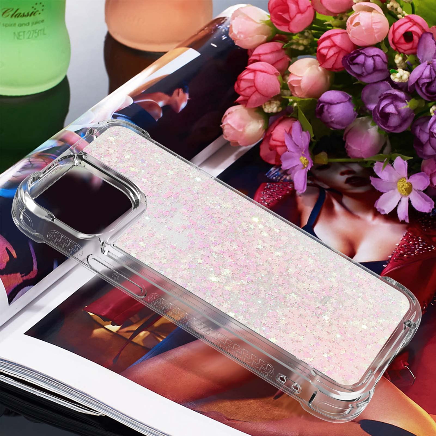 Case for iPhone 15 Pro Max, Bling Glitter Liquid Clear Case Floating Quicksand Shockproof Protective Sparkle Silicone Soft TPU Case for iPhone 15 Pro