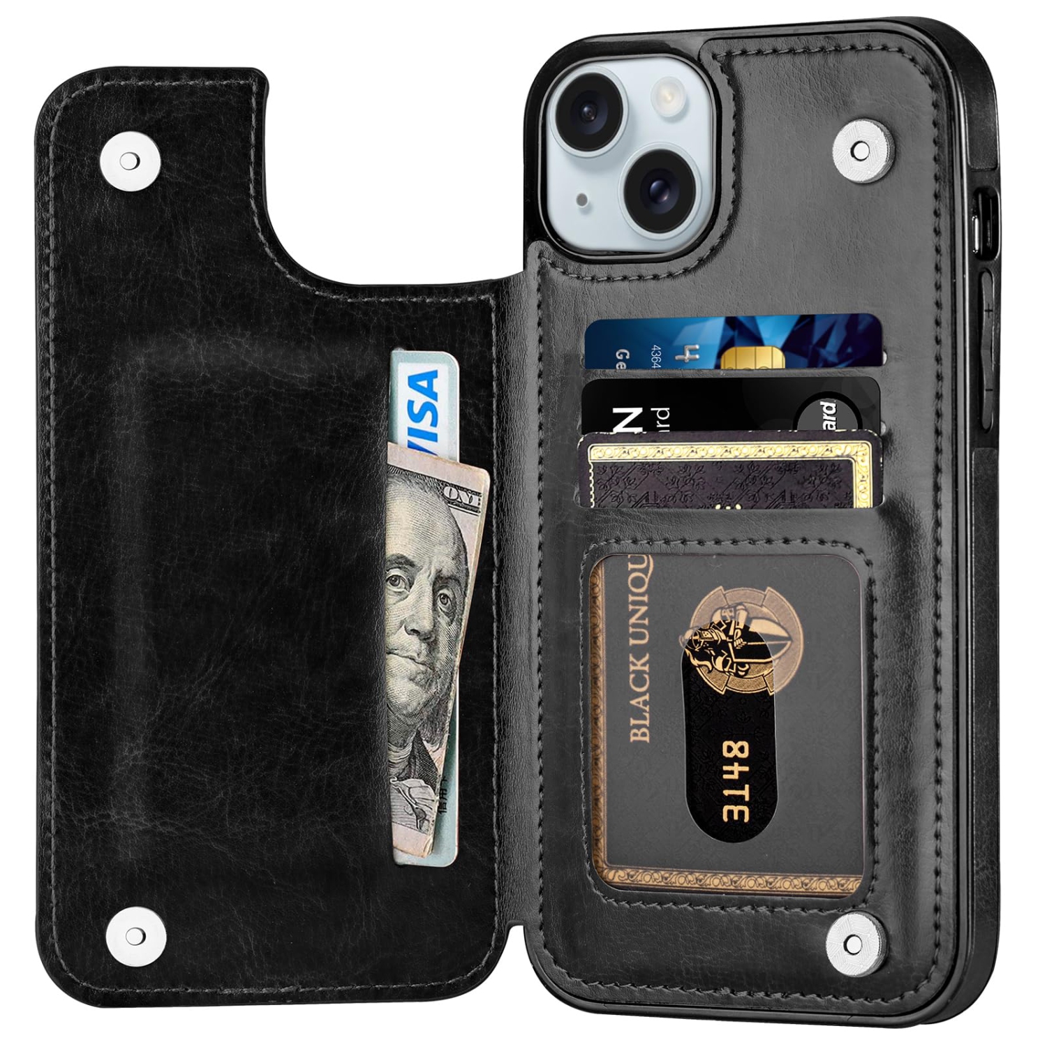 Designed for iPhone 15 Plus Case, Premium PU Leather iPhone 15 Plus Wallet Case with Card Holder Kickstand Slim Phone Cover for iPhone 15 Plus 6.7