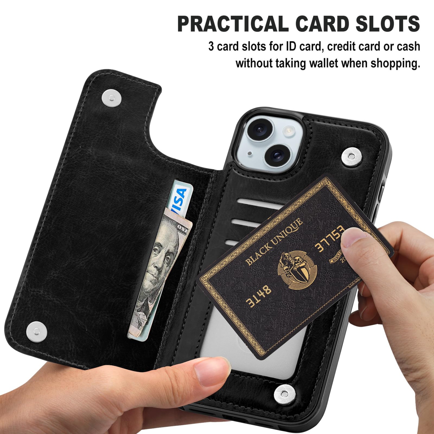 Designed for iPhone 15 Plus Case, Premium PU Leather iPhone 15 Plus Wallet Case with Card Holder Kickstand Slim Phone Cover for iPhone 15 Plus 6.7