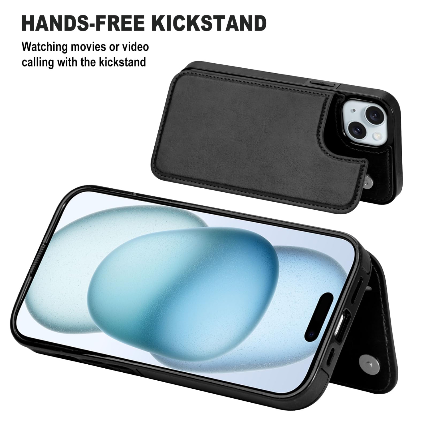 Designed for iPhone 15 Plus Case, Premium PU Leather iPhone 15 Plus Wallet Case with Card Holder Kickstand Slim Phone Cover for iPhone 15 Plus 6.7