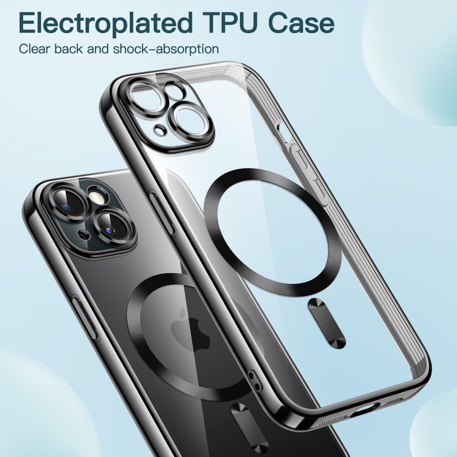 Electroplated Case for iPhone 15 Plus 6.7-Inch, Camera Lens Full Protection, Compatible with MagSafe Wireless Charging, Shockproof Soft TPU Phone