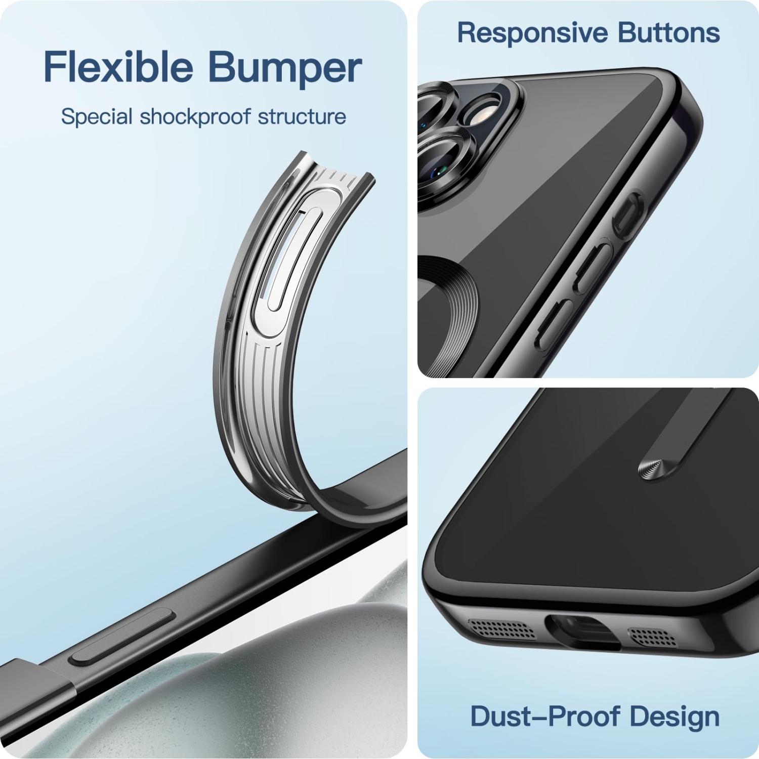 Electroplated Case for iPhone 15 Plus 6.7-Inch, Camera Lens Full Protection, Compatible with MagSafe Wireless Charging, Shockproof Soft TPU Phone