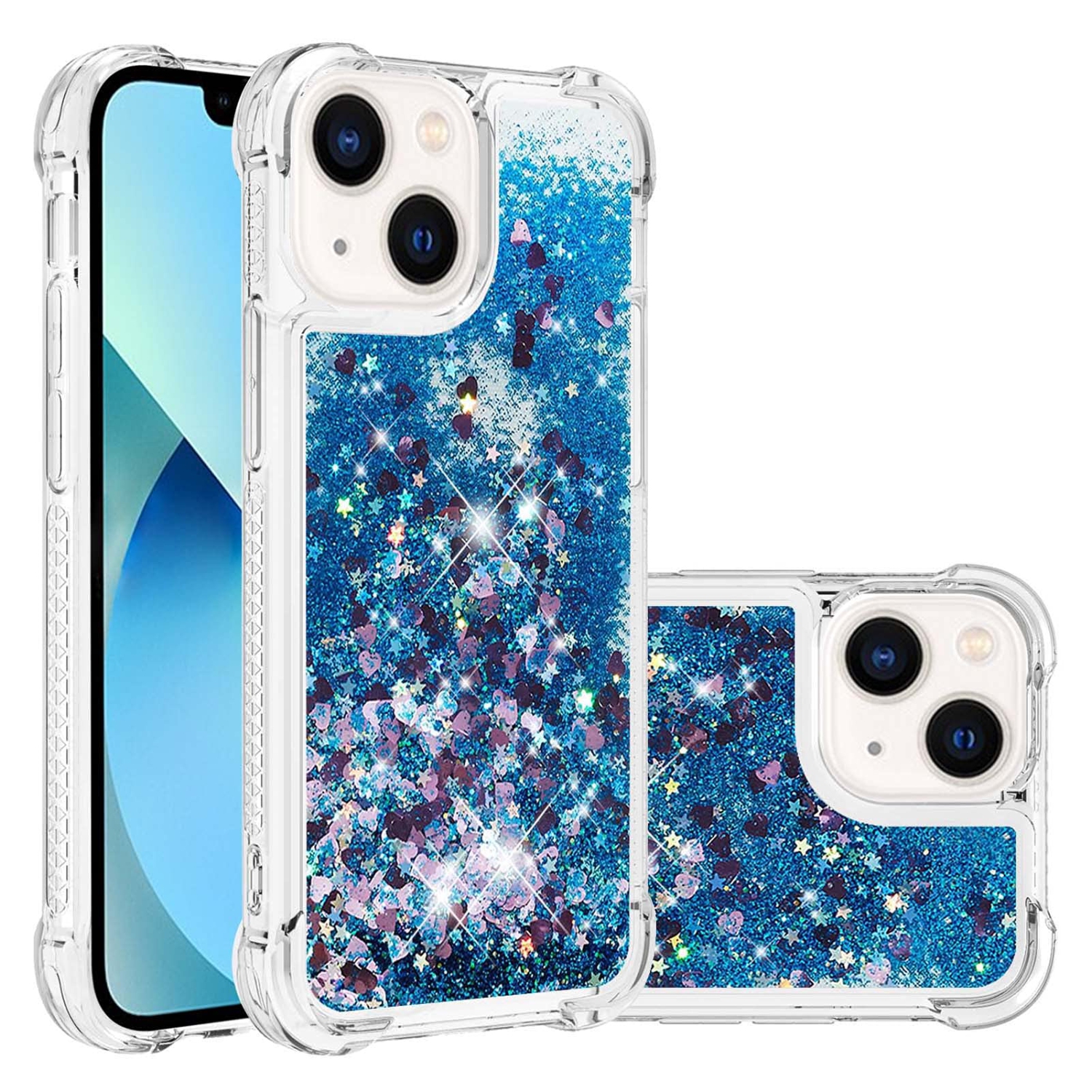 Case for iPhone 15 Plus 6.7", Bling Glitter Liquid Clear Case Floating Quicksand Shockproof Protective Sparkle Silicone Soft TPU Case for iPhone 15