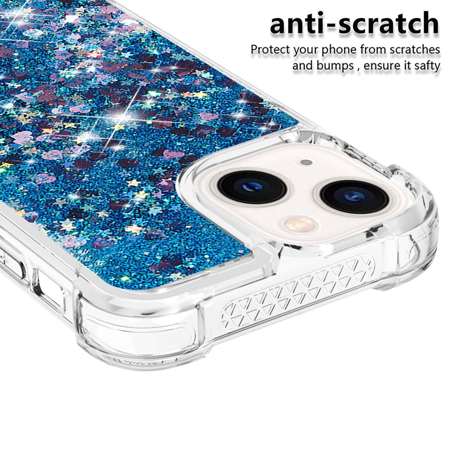 Case for iPhone 15 Plus 6.7", Bling Glitter Liquid Clear Case Floating Quicksand Shockproof Protective Sparkle Silicone Soft TPU Case for iPhone 15