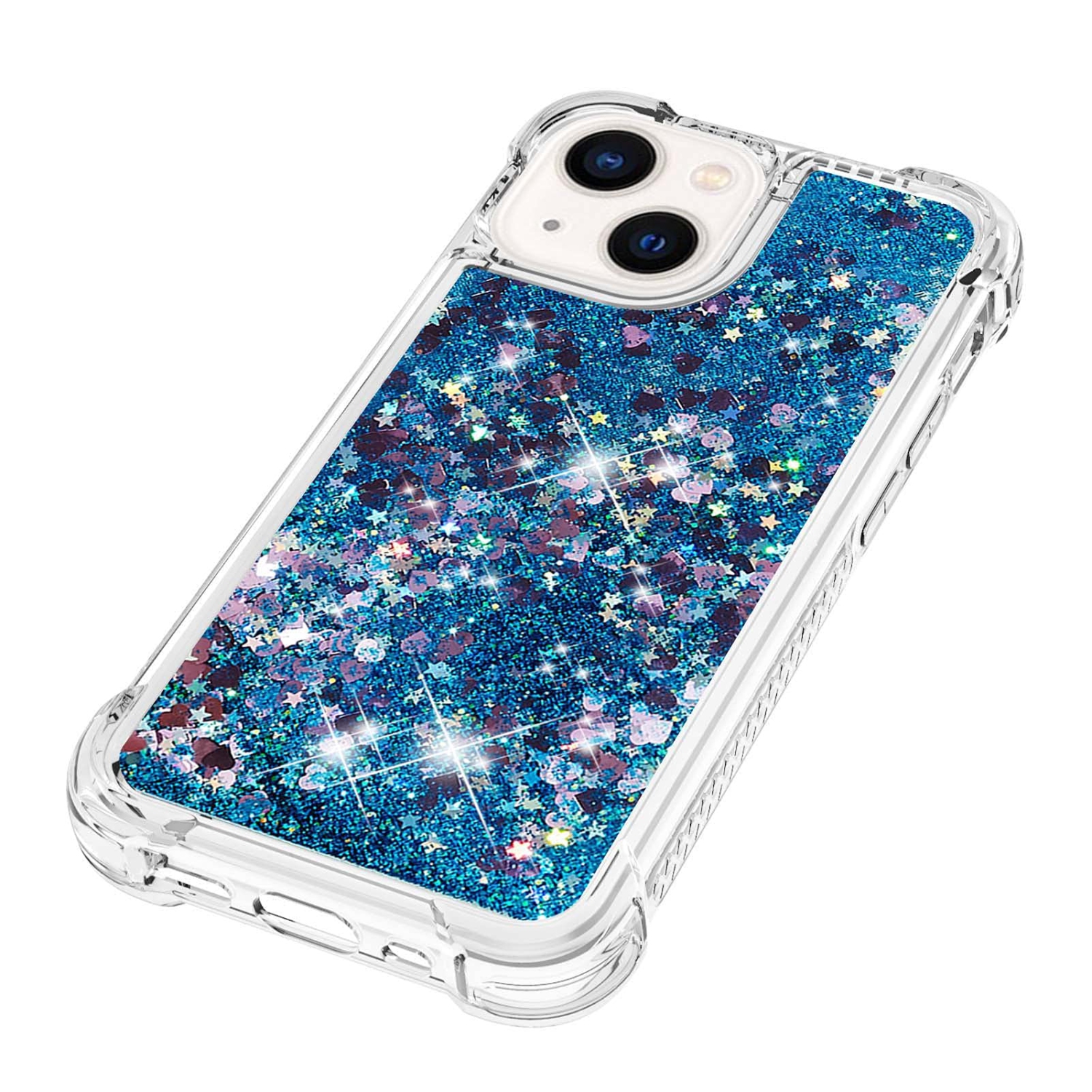 Case for iPhone 15 Plus 6.7", Bling Glitter Liquid Clear Case Floating Quicksand Shockproof Protective Sparkle Silicone Soft TPU Case for iPhone 15
