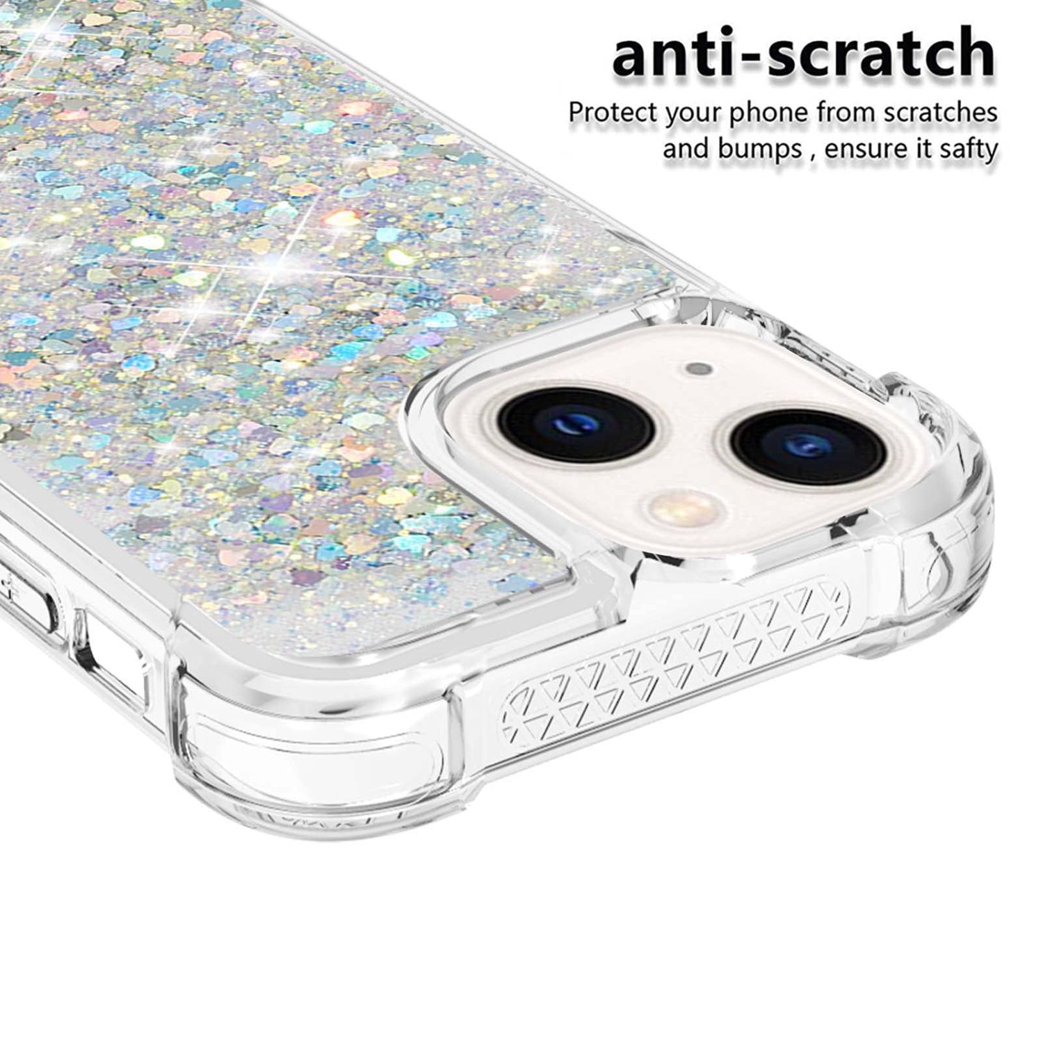 Case for iPhone 15 Plus 6.7", Bling Glitter Liquid Clear Case Floating Quicksand Shockproof Protective Sparkle Silicone Soft TPU Case for iPhone 15