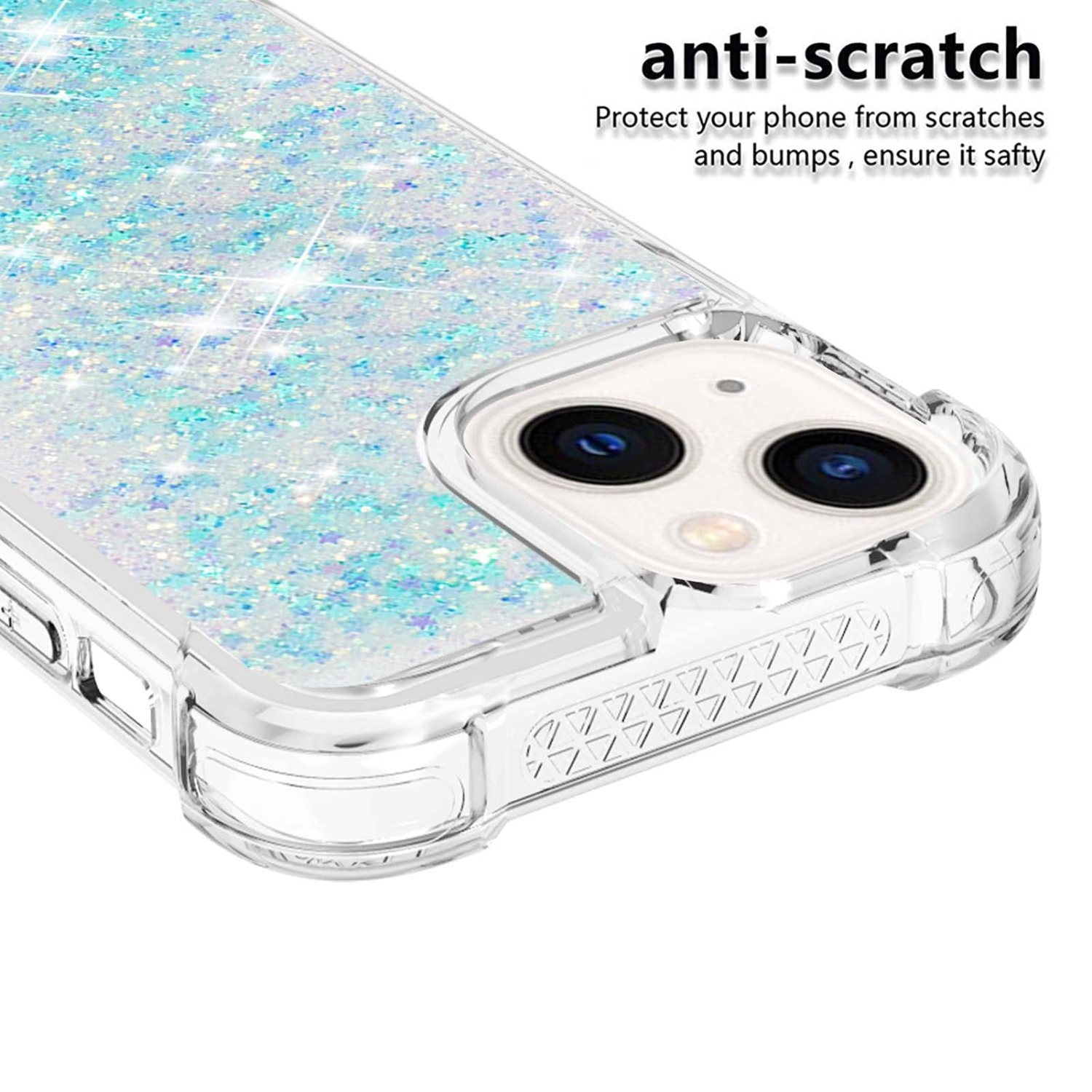 Case for iPhone 15 Plus 6.7", Bling Glitter Liquid Clear Case Floating Quicksand Shockproof Protective Sparkle Silicone Soft TPU Case for iPhone 15