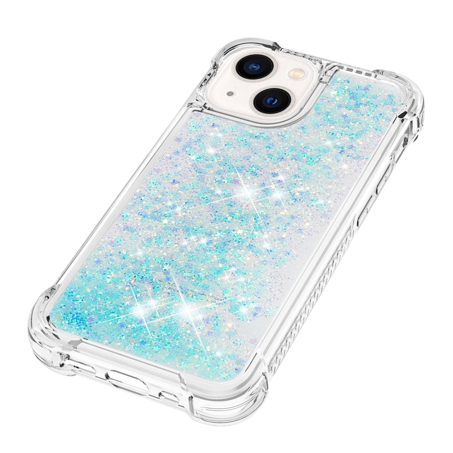 Case for iPhone 15 Plus 6.7", Bling Glitter Liquid Clear Case Floating Quicksand Shockproof Protective Sparkle Silicone Soft TPU Case for iPhone 15