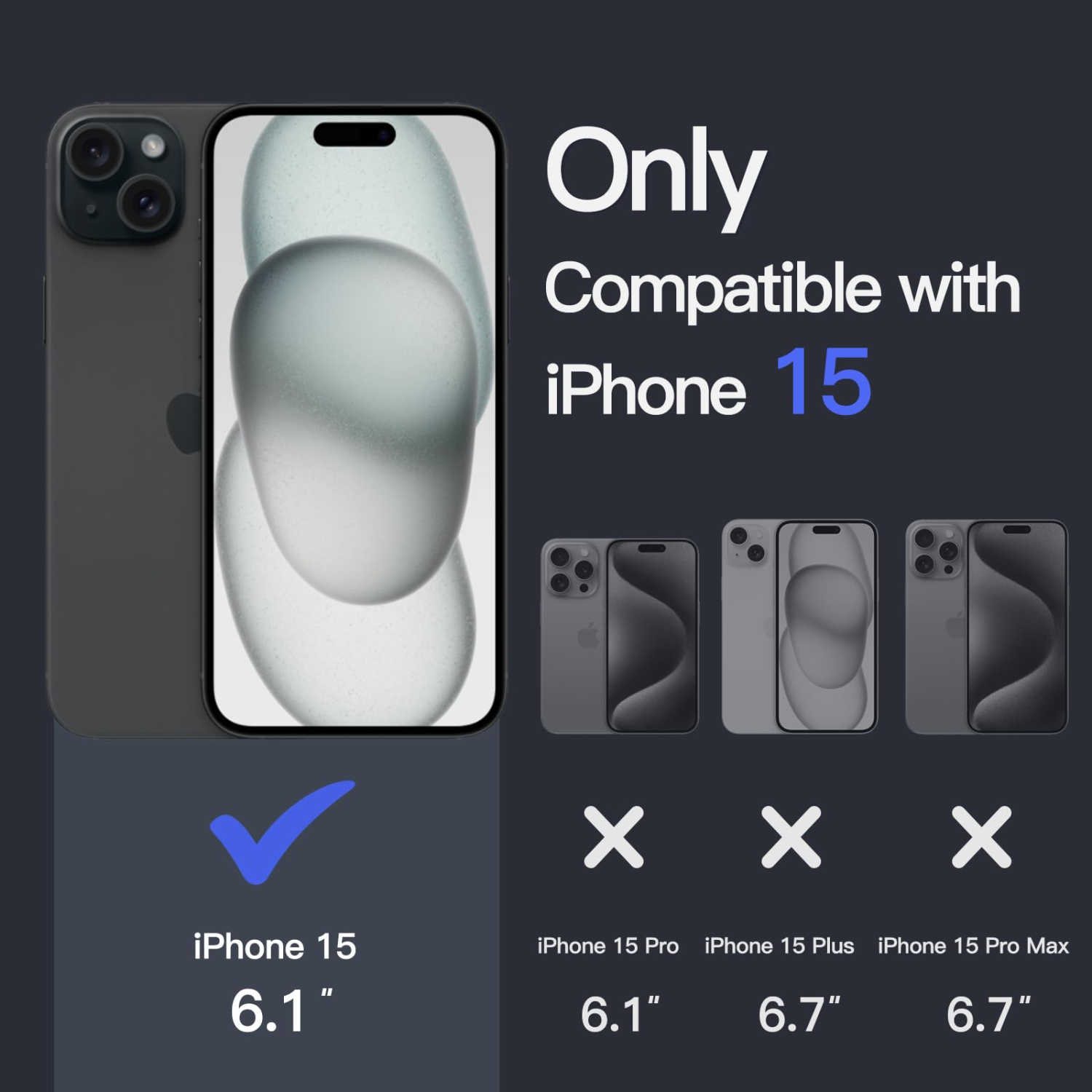 Étui pour iPhone 15 6,1 po, étui antichoc résistant au jaunissement, dos transparent antirayure