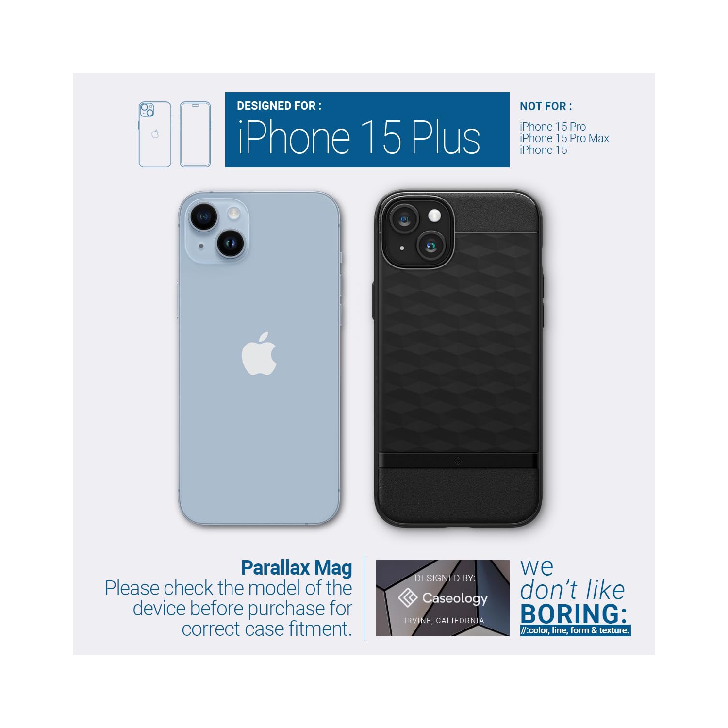 Parallax Mag for iPhone 15 Plus Case 5G Enhanced Ergonomic Design Compatible with Magsafe Military Grade Drop Tested - Matte Black