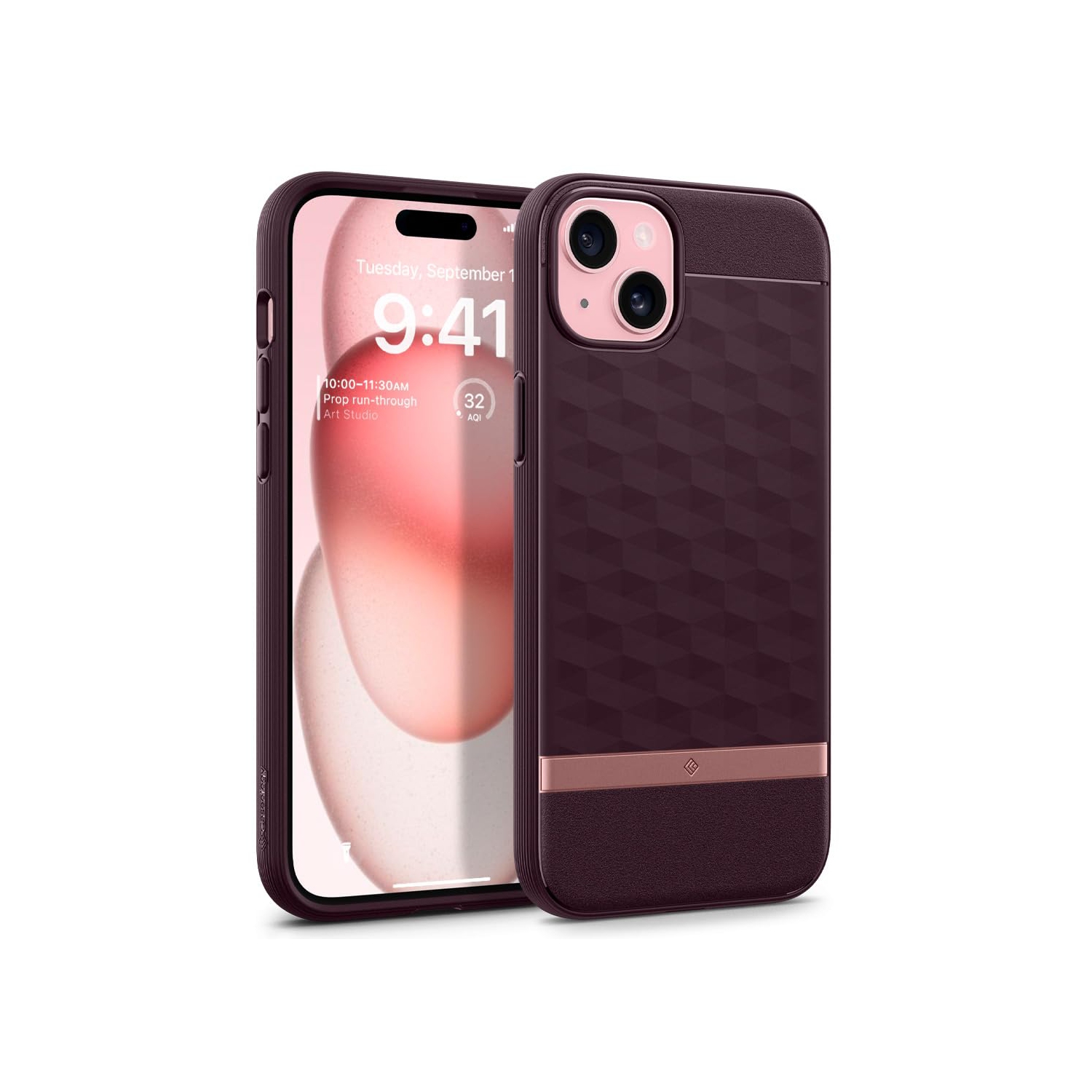 Parallax Mag for iPhone 15 Plus Case 5G Enhanced Ergonomic Design Compatible with Magsafe Military Grade Drop Tested - Burgundy