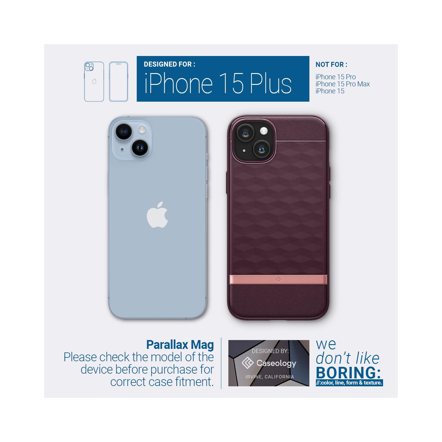 Parallax Mag for iPhone 15 Plus Case 5G Enhanced Ergonomic Design Compatible with Magsafe Military Grade Drop Tested - Burgundy