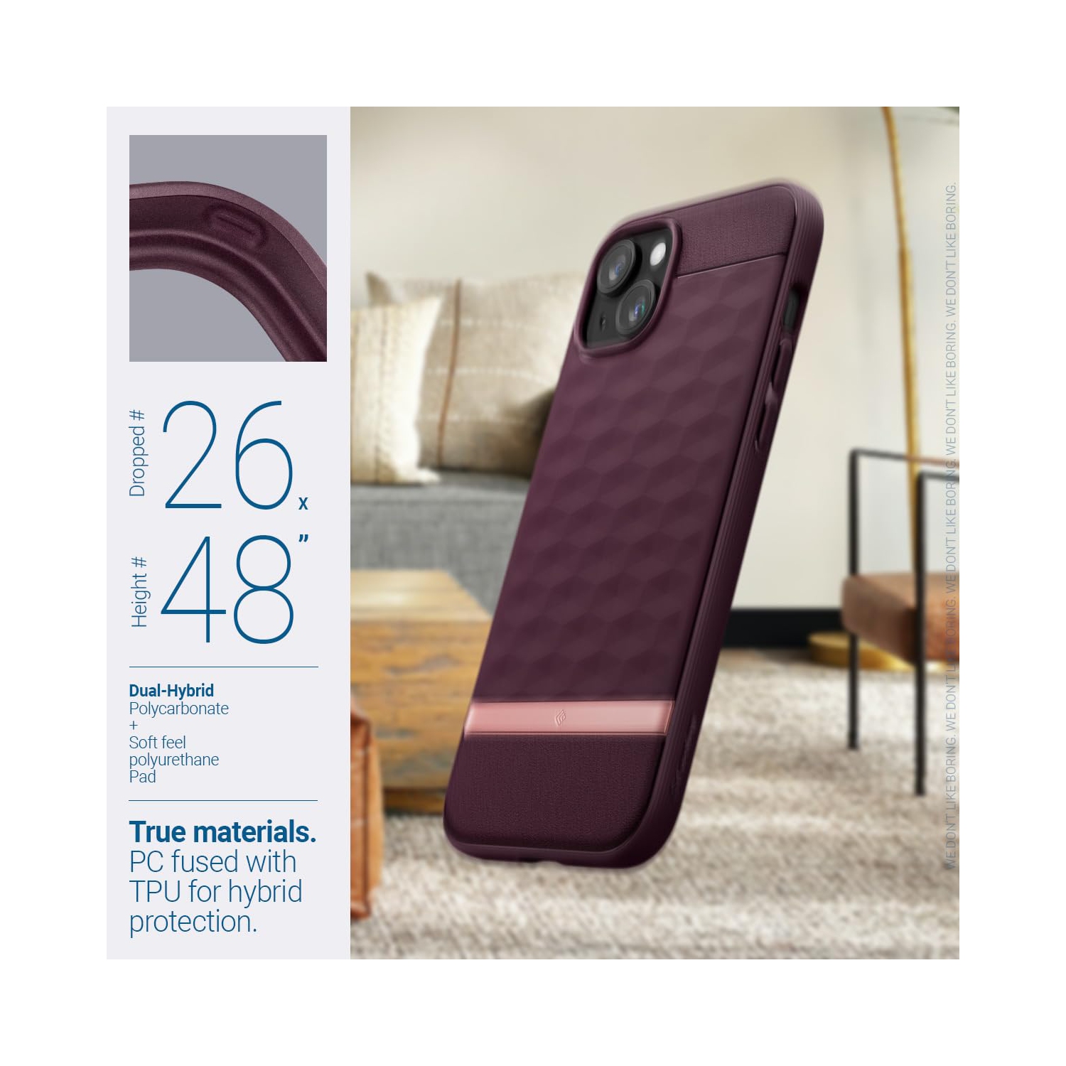 Parallax Mag for iPhone 15 Plus Case 5G Enhanced Ergonomic Design Compatible with Magsafe Military Grade Drop Tested - Burgundy