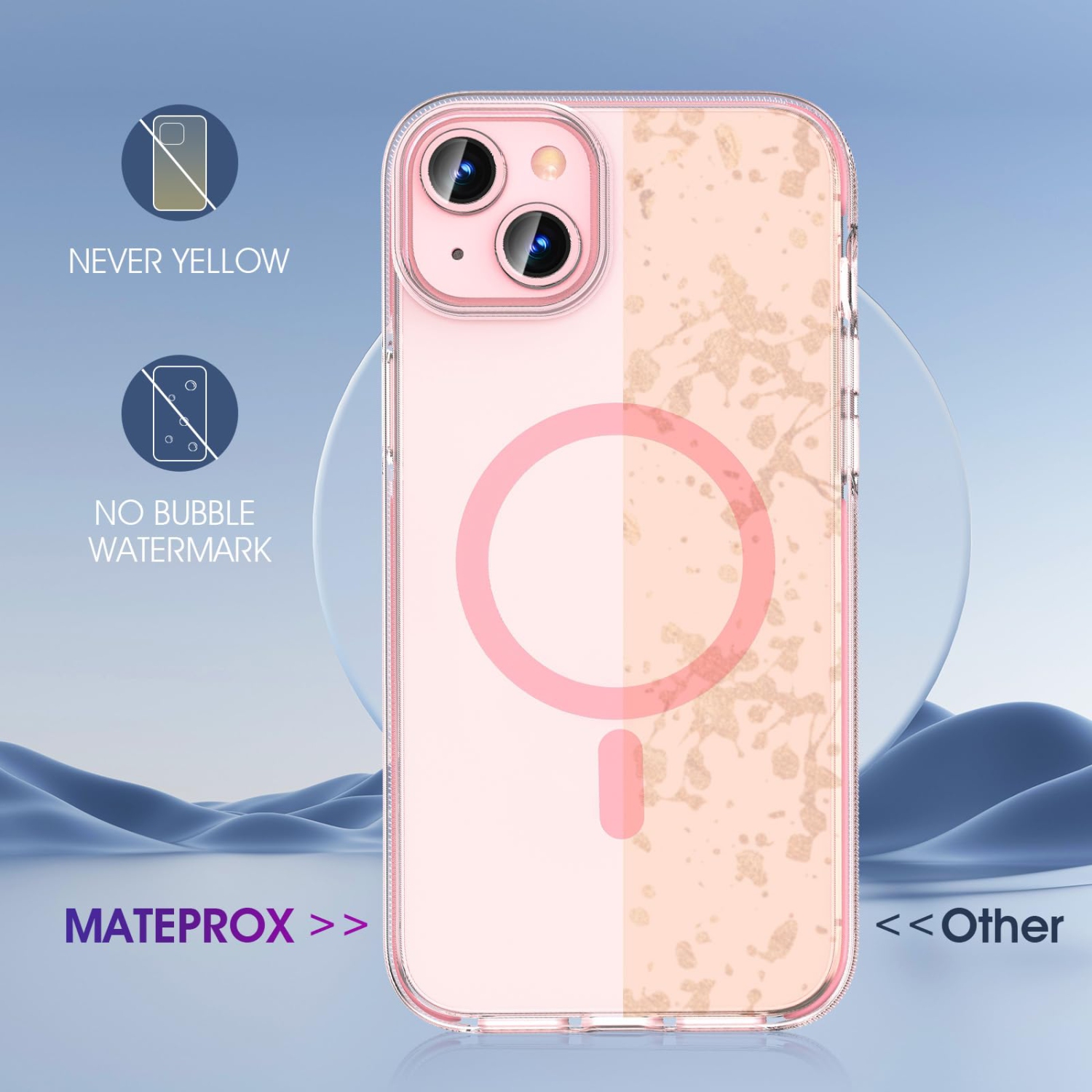 Magnetic Clear Cases for iPhone 15 Case, Compatible with MagSafe,Transparent Shockproof Thin Slim Bumper Phone Cover 6.1" 2023-Magnetic Pink