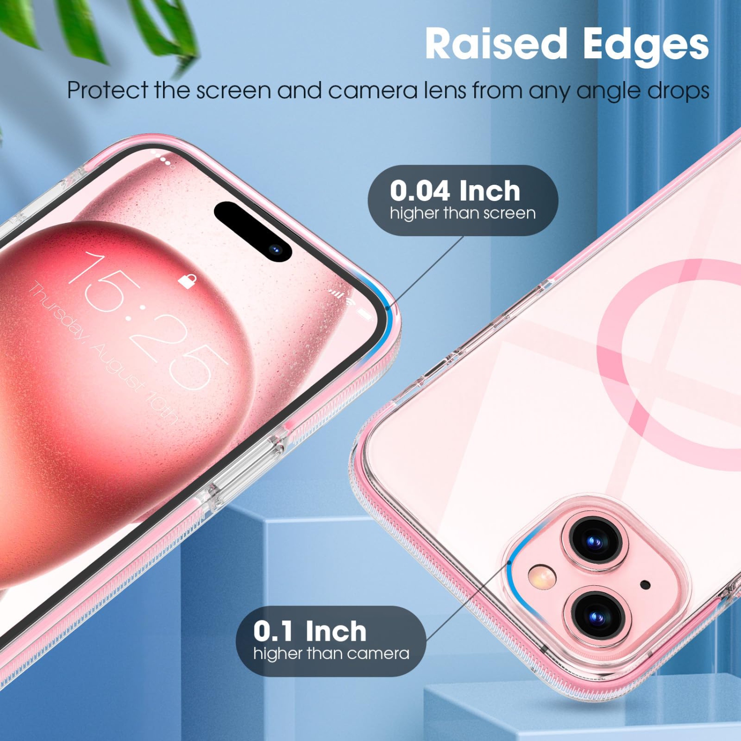 Magnetic Clear Cases for iPhone 15 Case, Compatible with MagSafe,Transparent Shockproof Thin Slim Bumper Phone Cover 6.1" 2023-Magnetic Pink