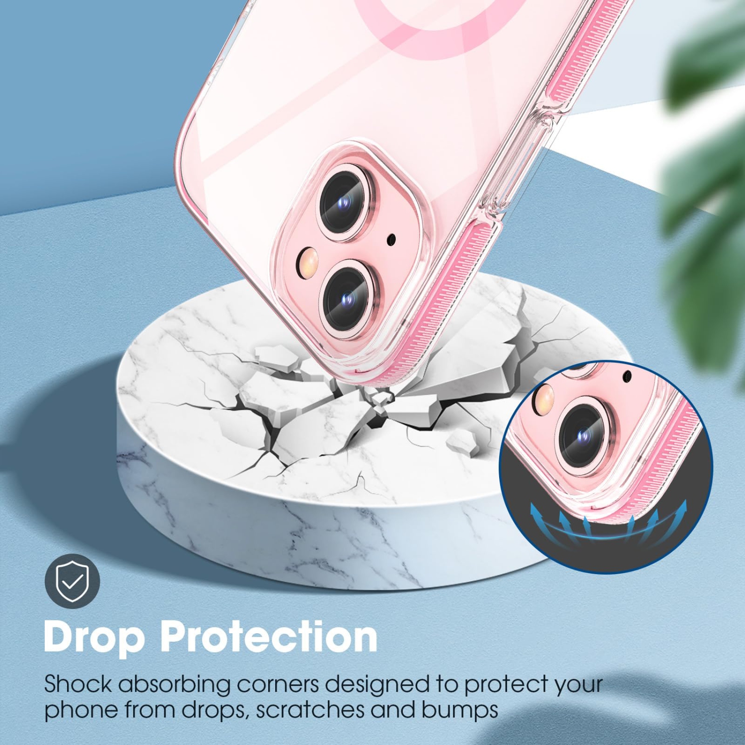 Magnetic Clear Cases for iPhone 15 Case, Compatible with MagSafe,Transparent Shockproof Thin Slim Bumper Phone Cover 6.1" 2023-Magnetic Pink