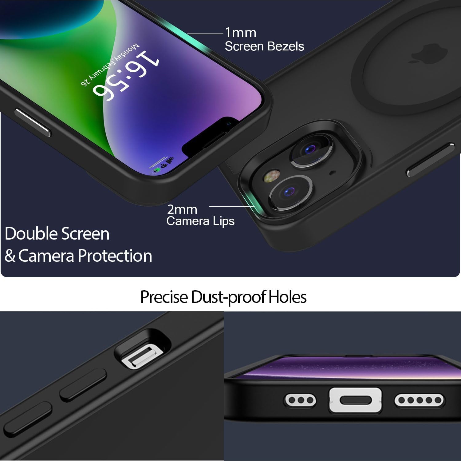 Magnetic for iPhone 15 Plus Case for MagSafe, Compatible with Magsafe Military-Grade Protection Slim Fit Protective Translucent Matte iPhone 15 Plus