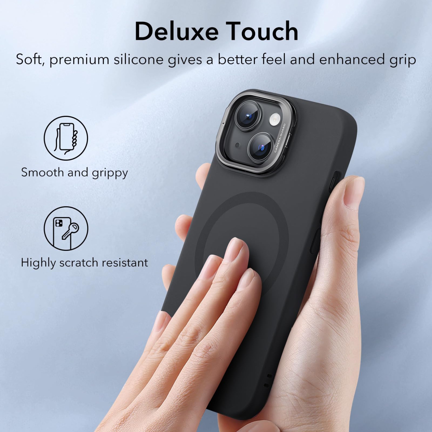 iPhone 15 Case, MagSafe Silicone Case with Stand, Military-Grade Protection, Built-in Camera Stash Stand, Magnetic Phone Case for iPhone 15, Cloud