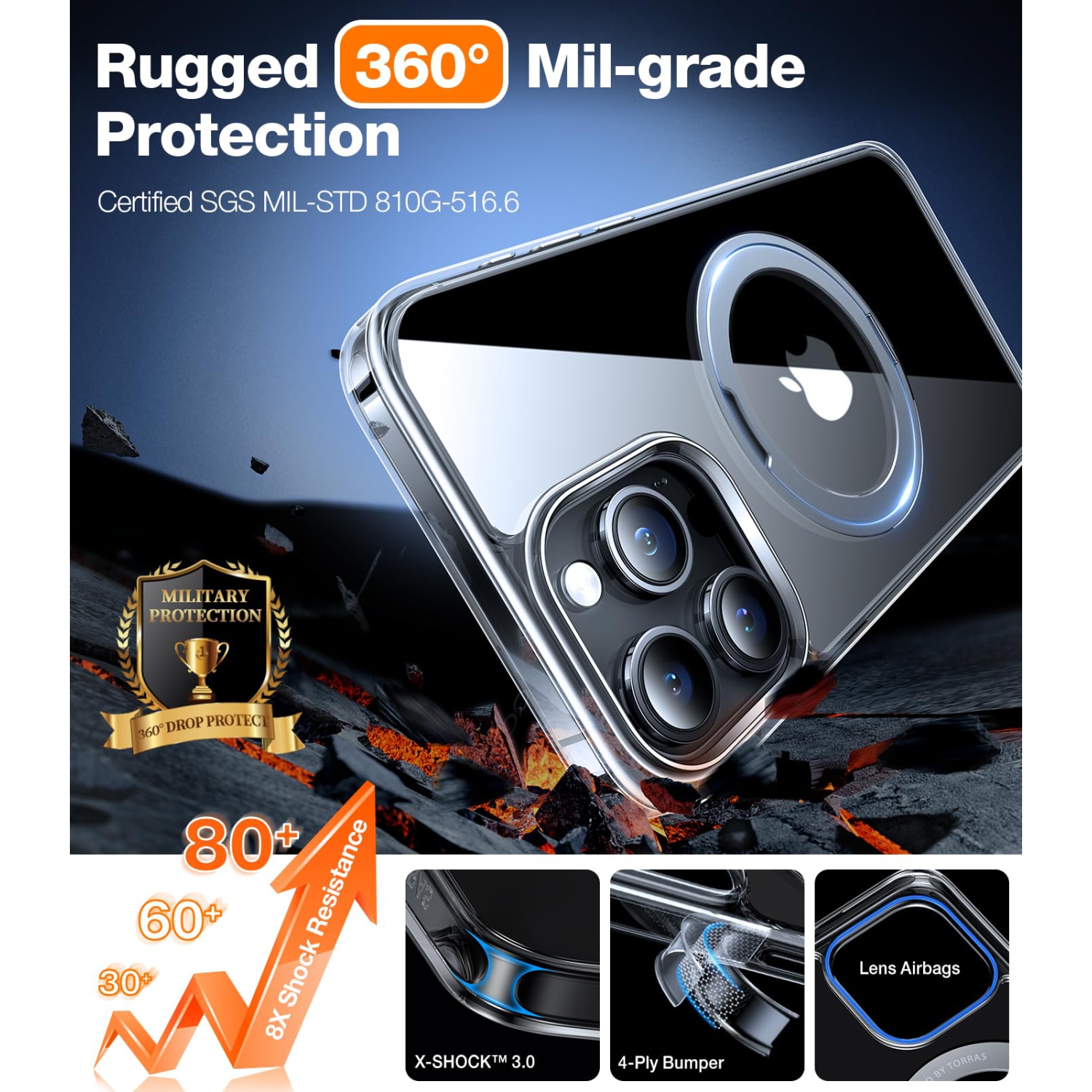 360° Rotatable Ring for iPhone 15 Pro Max Case with Stand, Compatible with MagSafe, Military Grade Drop Protection, Yellowing Resistant, Magnetic