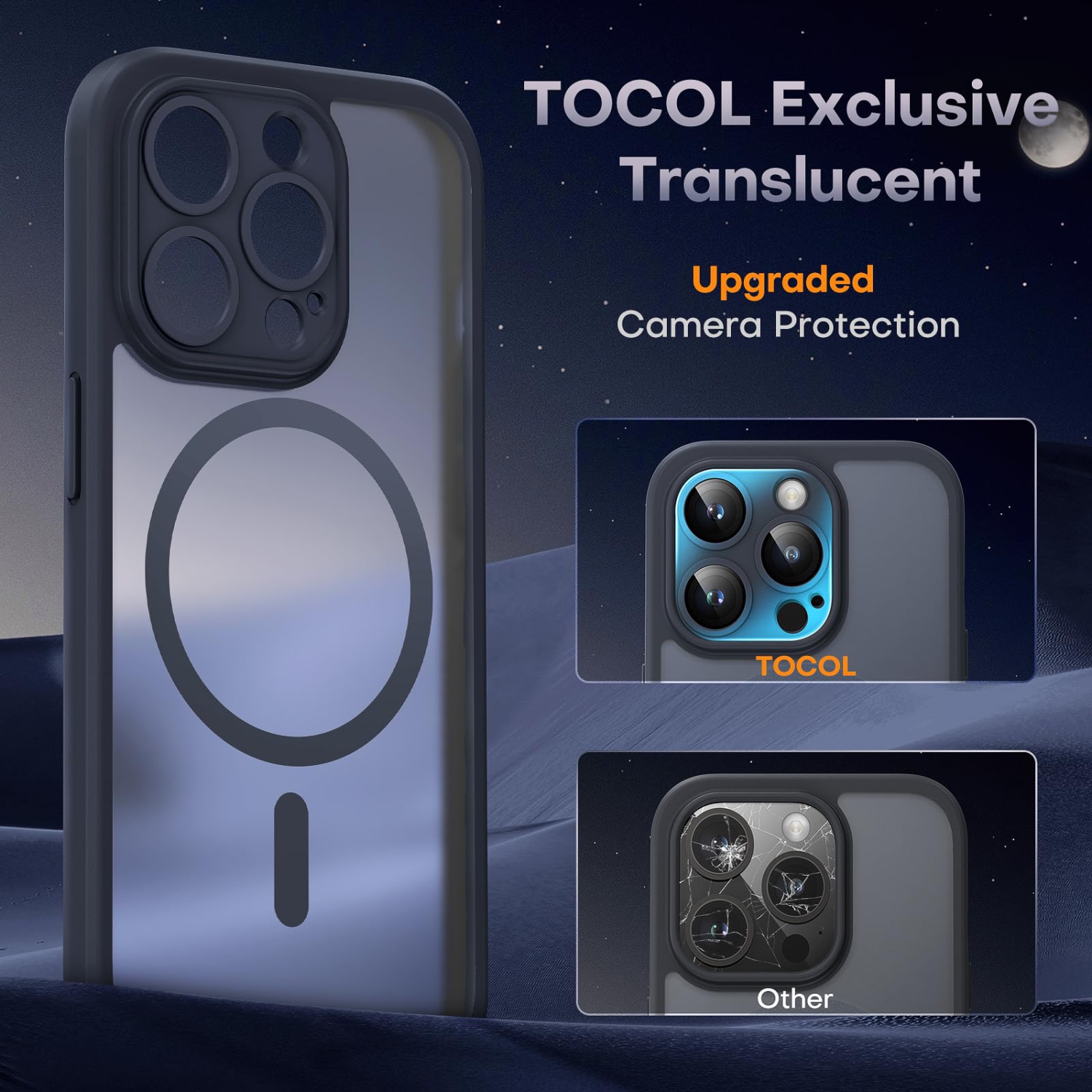 3 in 1 Magnetic for iPhone 15 Pro Max Case, Upgraded Full Camera Protection with 2 Screen Protector, Fit for MagSafe,Translucent Matte Back Phone