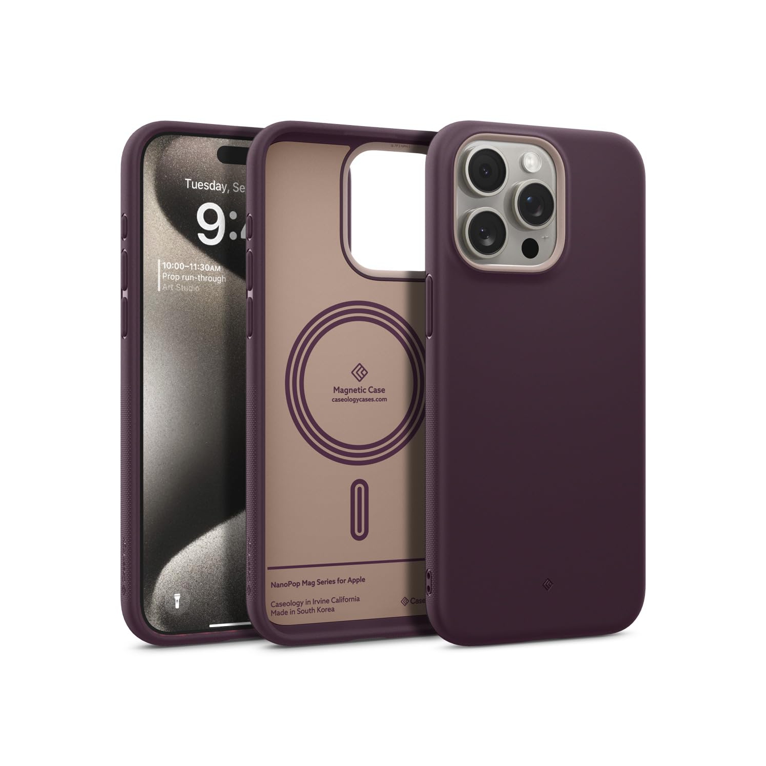 Nano Pop Mag for iPhone 15 Pro Max Case 5G Dual Layer Silicone Case Compatible with Magsafe Military Grade Drop Tested - Burgundy Bean