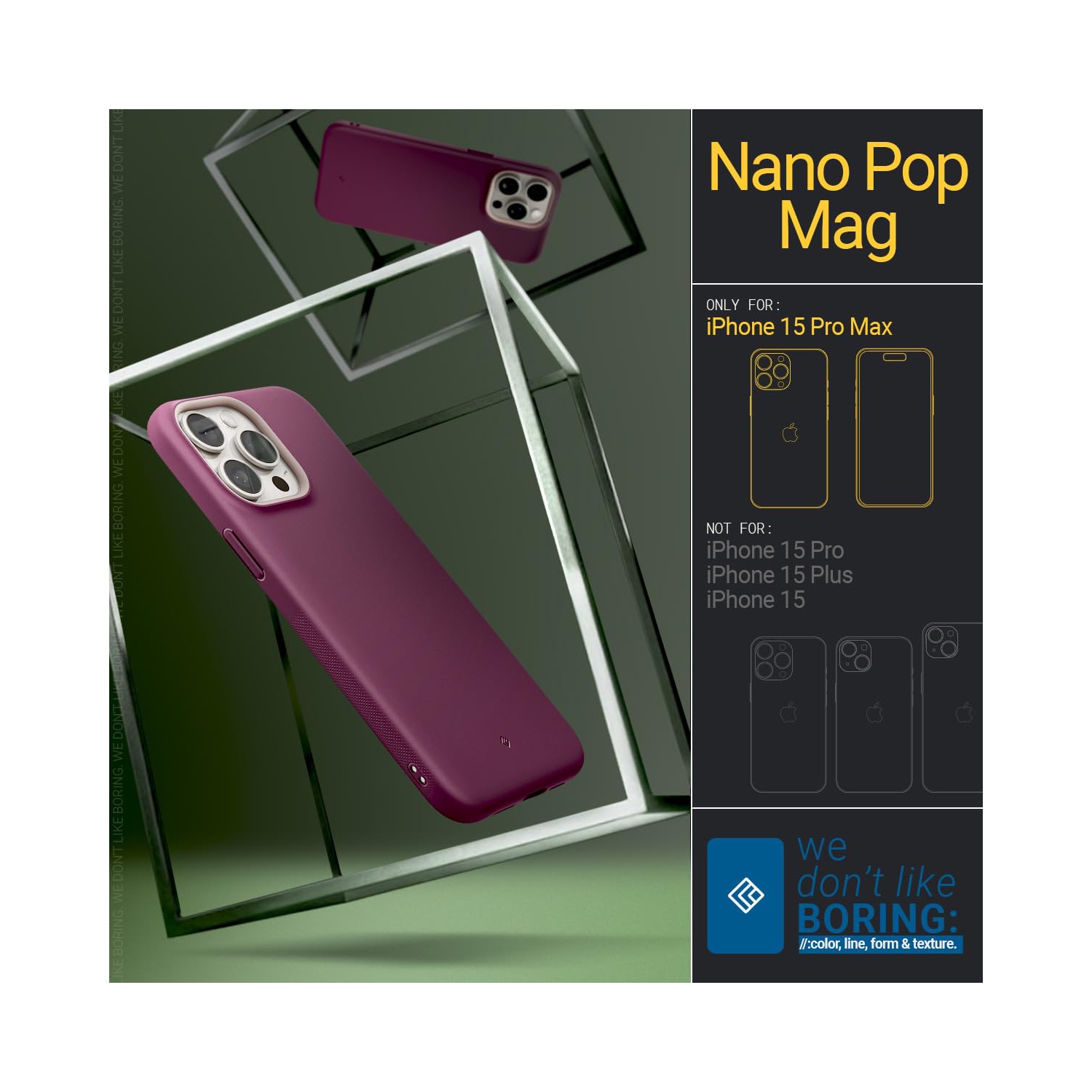 Nano Pop Mag for iPhone 15 Pro Max Case 5G Dual Layer Silicone Case Compatible with Magsafe Military Grade Drop Tested - Burgundy Bean