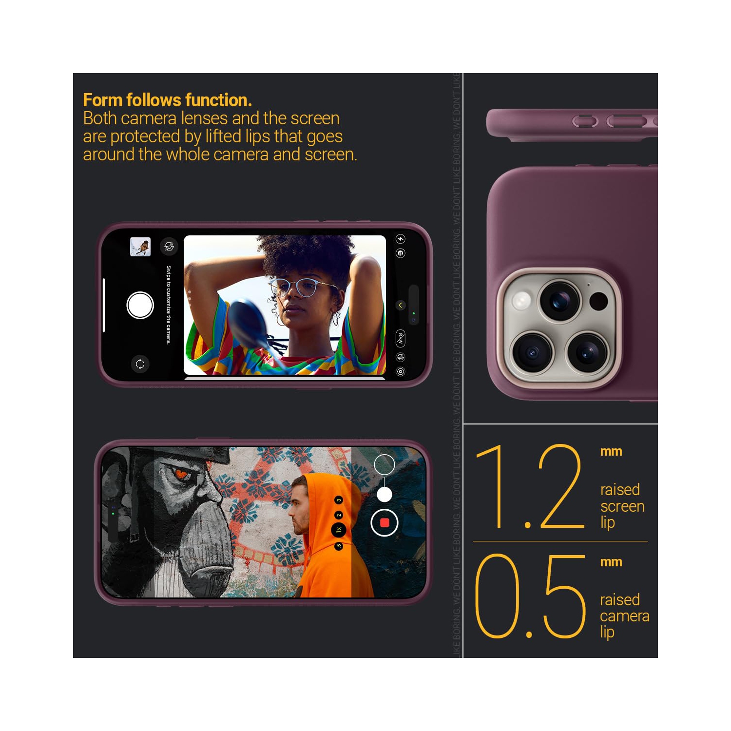 Nano Pop Mag for iPhone 15 Pro Max Case 5G Dual Layer Silicone Case Compatible with Magsafe Military Grade Drop Tested - Burgundy Bean