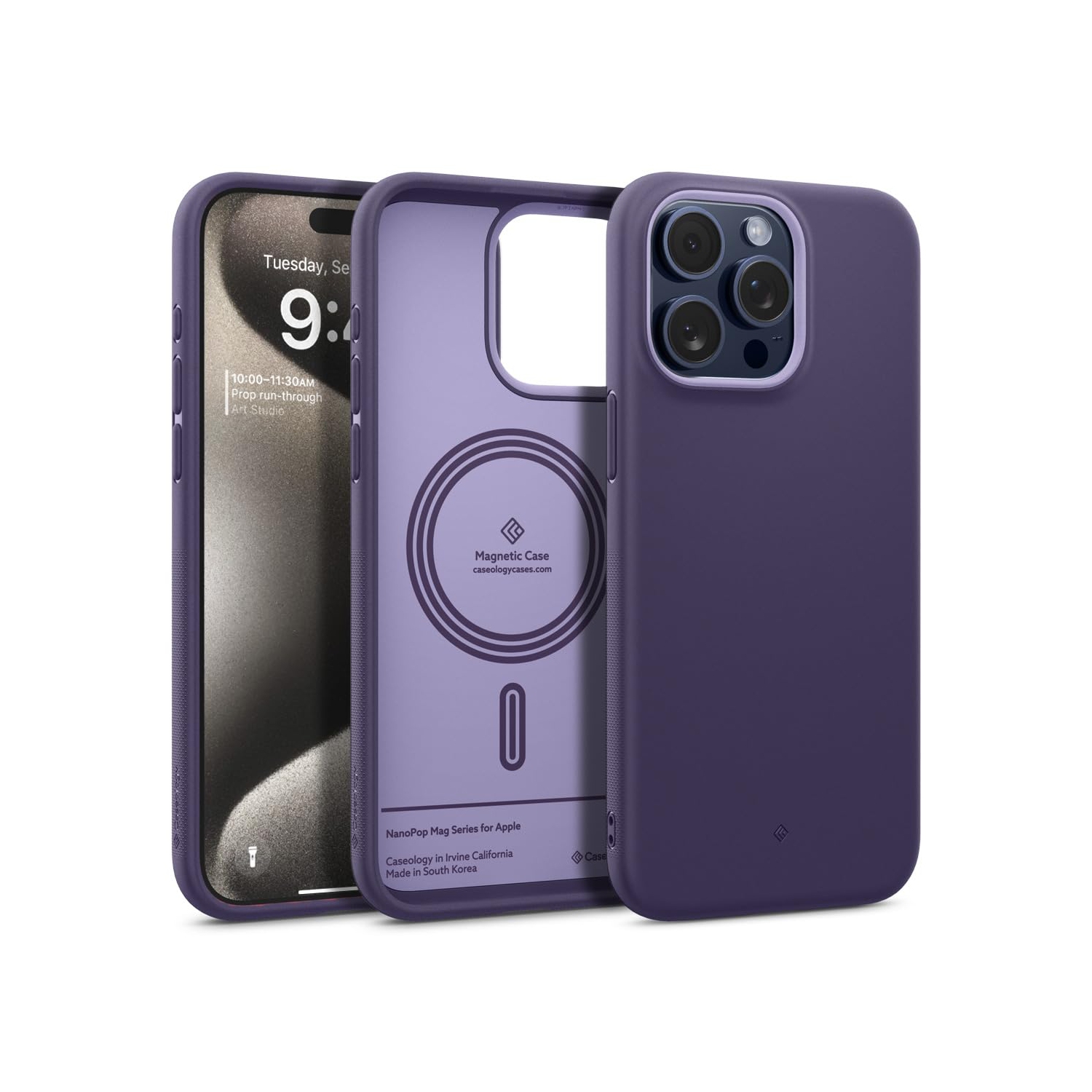 Nano Pop Mag for iPhone 15 Pro Max Case 5G Dual Layer Silicone Case Compatible with Magsafe Military Grade Drop Tested - Grape Purple