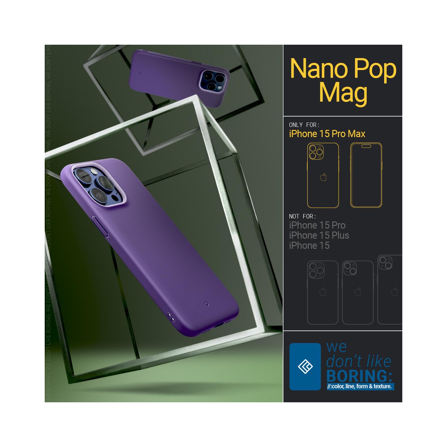 Nano Pop Mag for iPhone 15 Pro Max Case 5G Dual Layer Silicone Case Compatible with Magsafe Military Grade Drop Tested - Grape Purple