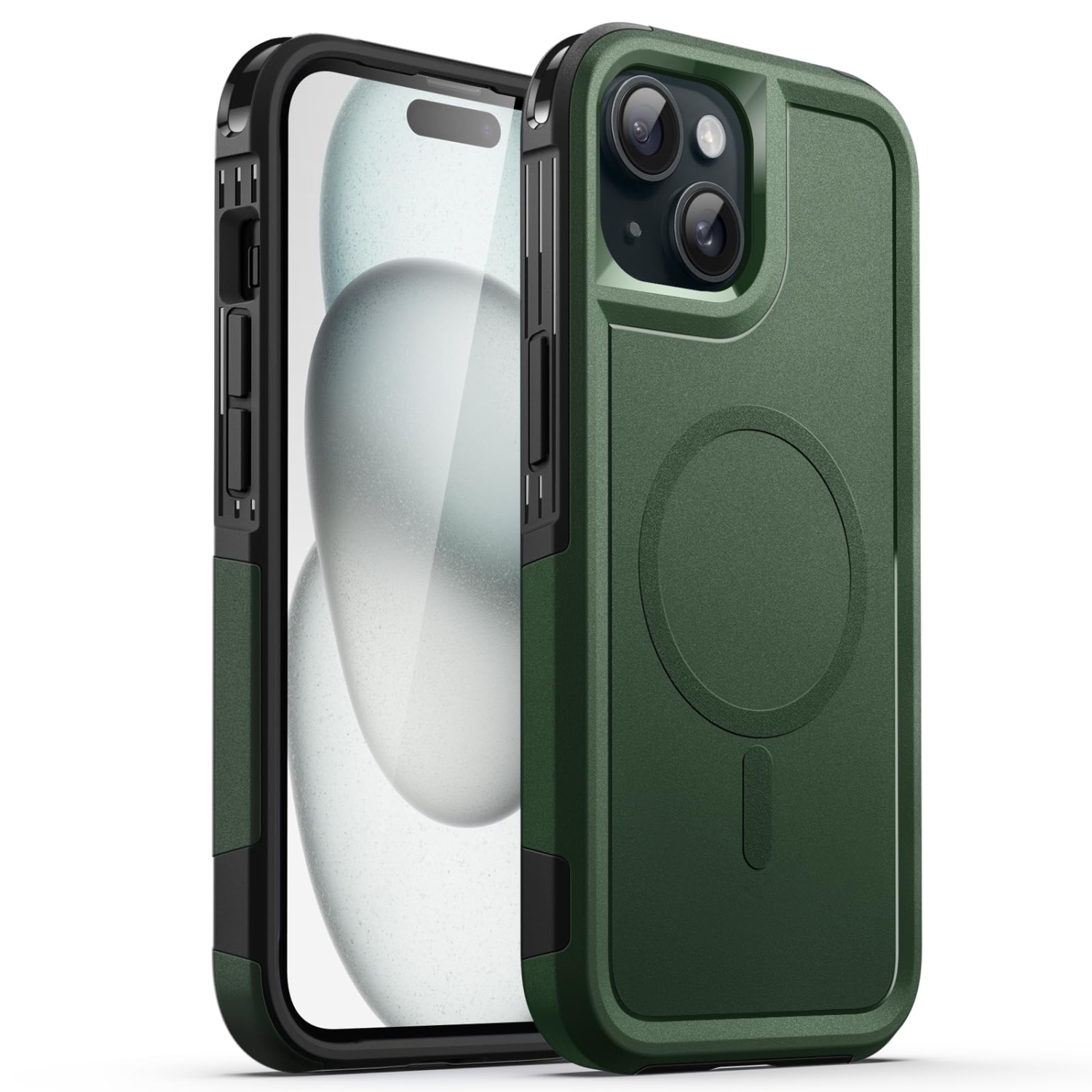 Case for iPhone 15 Plus 6.7-Inch Compatible with MagSafe, Heavy Duty Dual-Layer Rugged Protection, Shockproof Protective Tough Phone Magnetic Cover