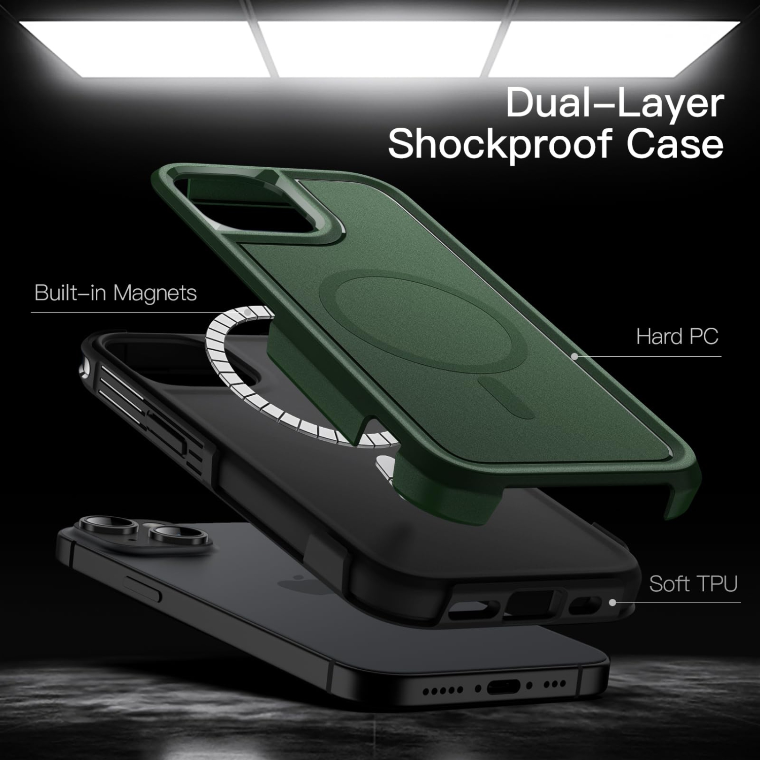 Case for iPhone 15 Plus 6.7-Inch Compatible with MagSafe, Heavy Duty Dual-Layer Rugged Protection, Shockproof Protective Tough Phone Magnetic Cover