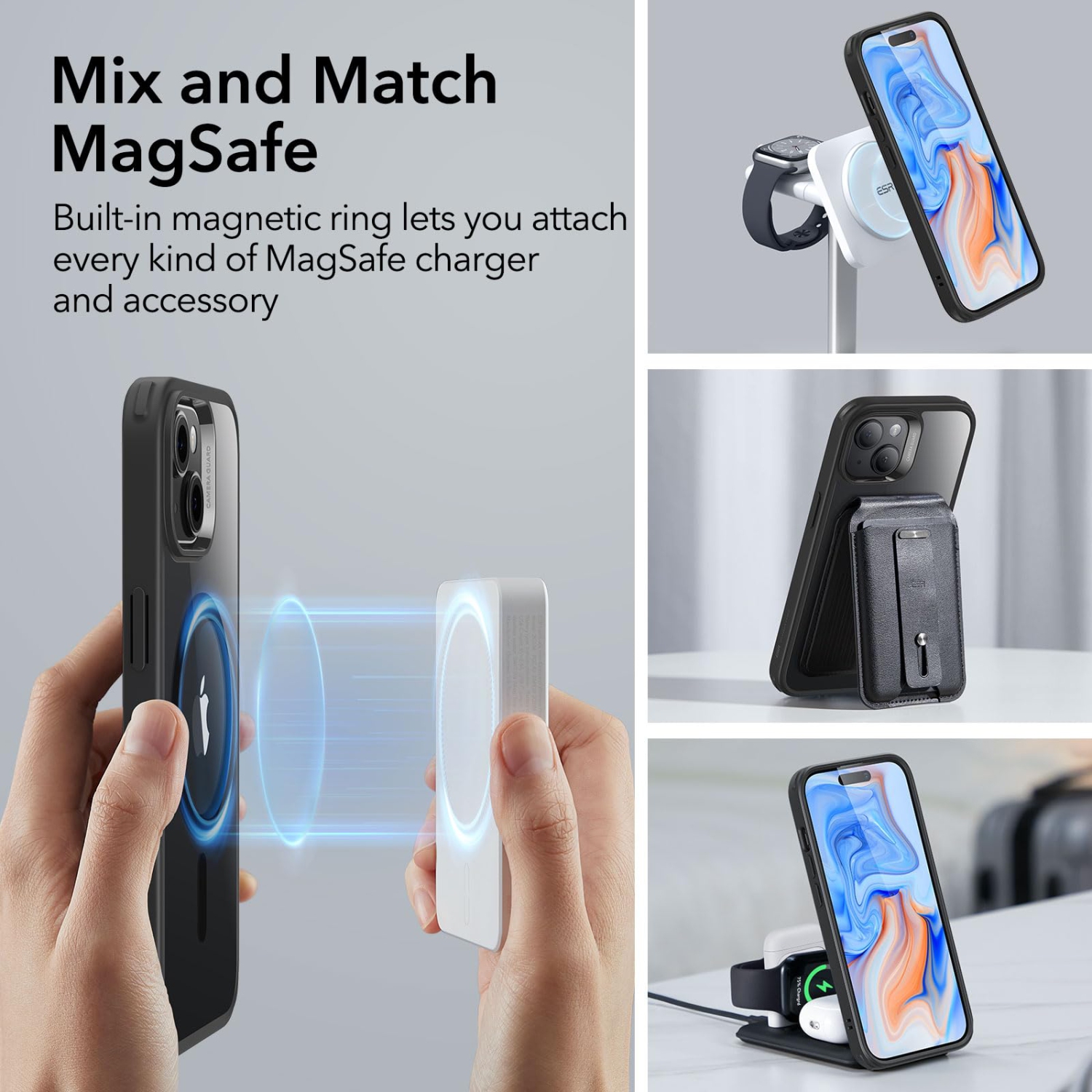 Étui iPhone 15 plus, compatible avec MagSafe, protection de qualité militaire, résistant au jaunissement, dos résistant aux rayures étui de téléphone