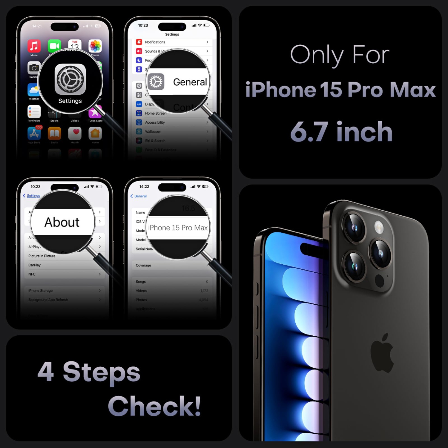 for iPhone 15 Pro Max Case with 2 Pack Screen Protector, Upgraded Full Camera Protection Shockproof Protection Translucent Matte Hard Back for iPhone