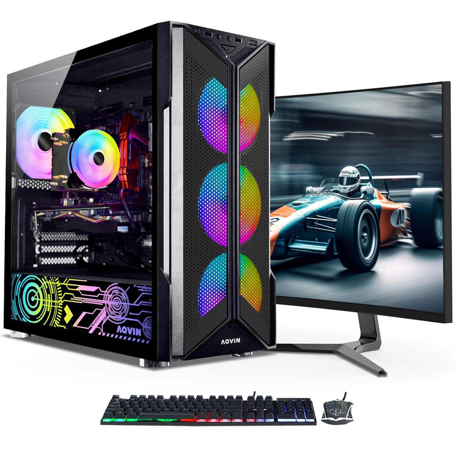 Ordinateur de jeu AQVIN-AQ20 avec moniteur de jeu incurvé 24&nbsp;po ~ processeur Core i7 d'Intel jusqu'à 32&nbsp;Go RAM d'4,6&nbsp;GHz 1&nbsp;To SSD