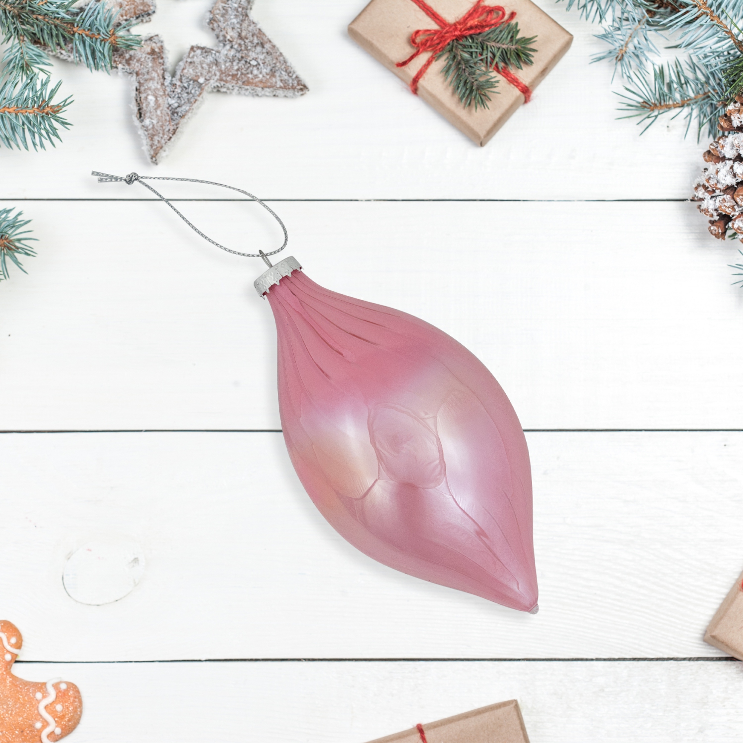 5.5" Pink Finial Christmas Glass Ornament