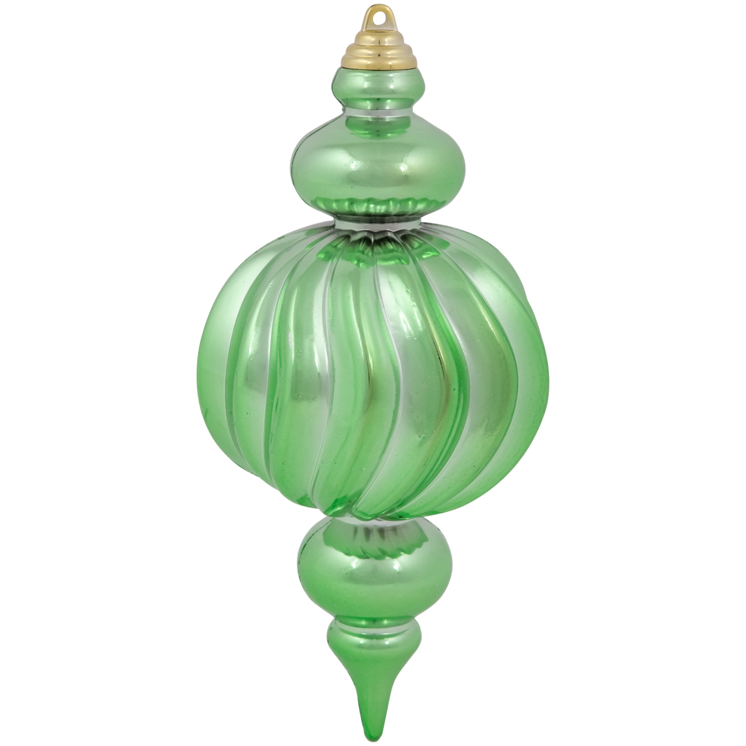 Commercial Size Shatterproof 2-Finish Finial Christmas Ornaments - Green -10" - 4ct