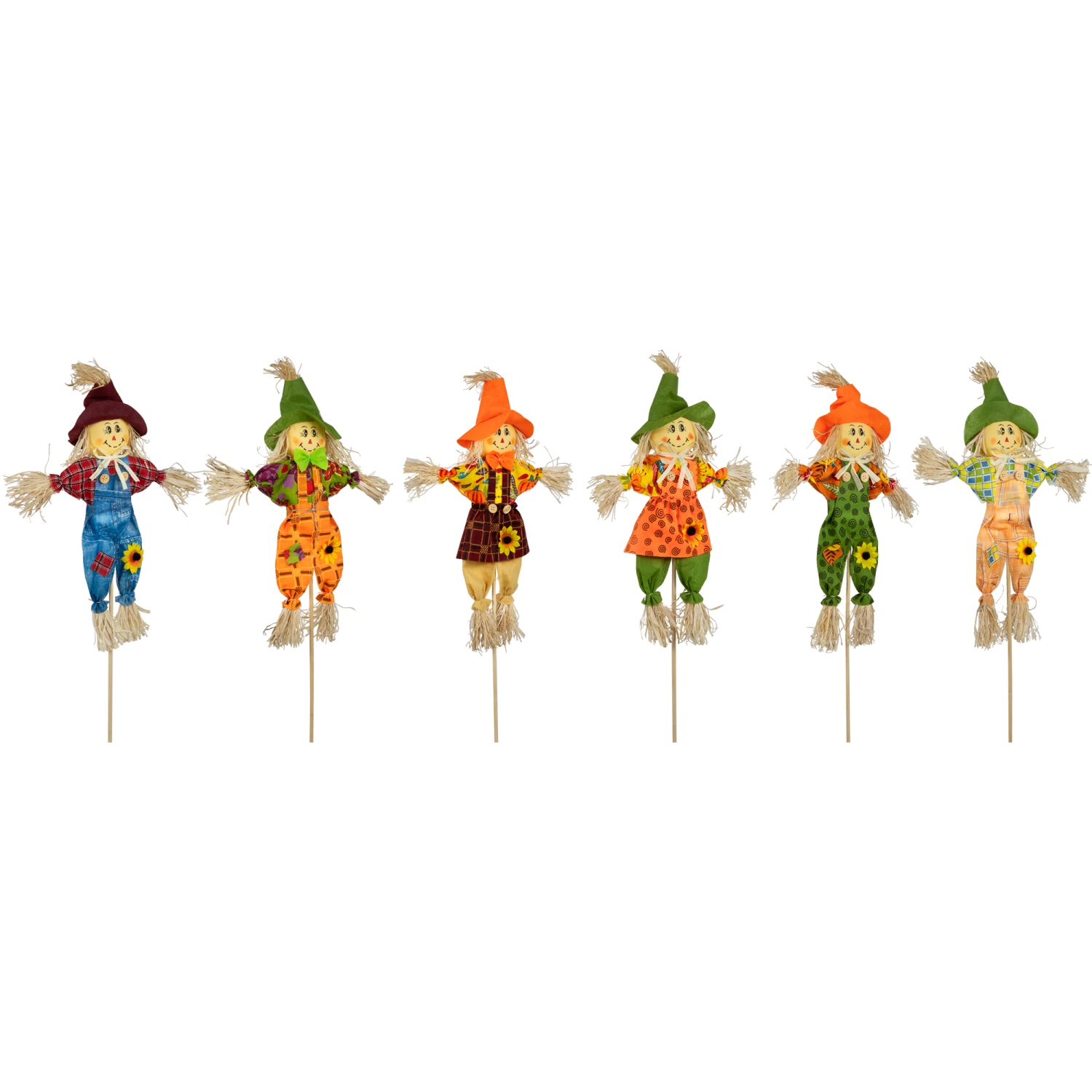 Scarecrow Fall Harvest Picks - 24" - Set of 6