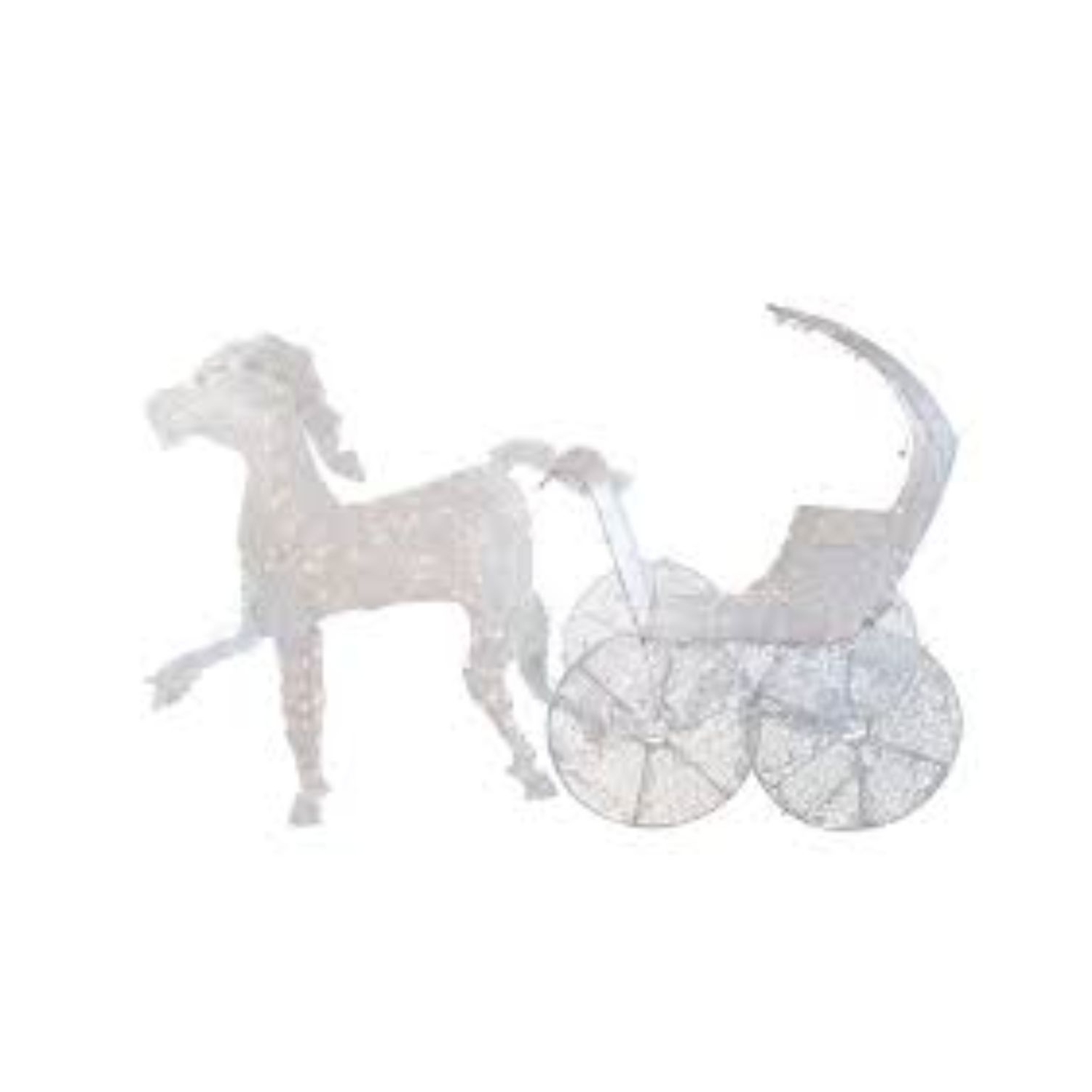 57" Pre-Lit White 3D Horse and Carriage Christmas Yard Decor