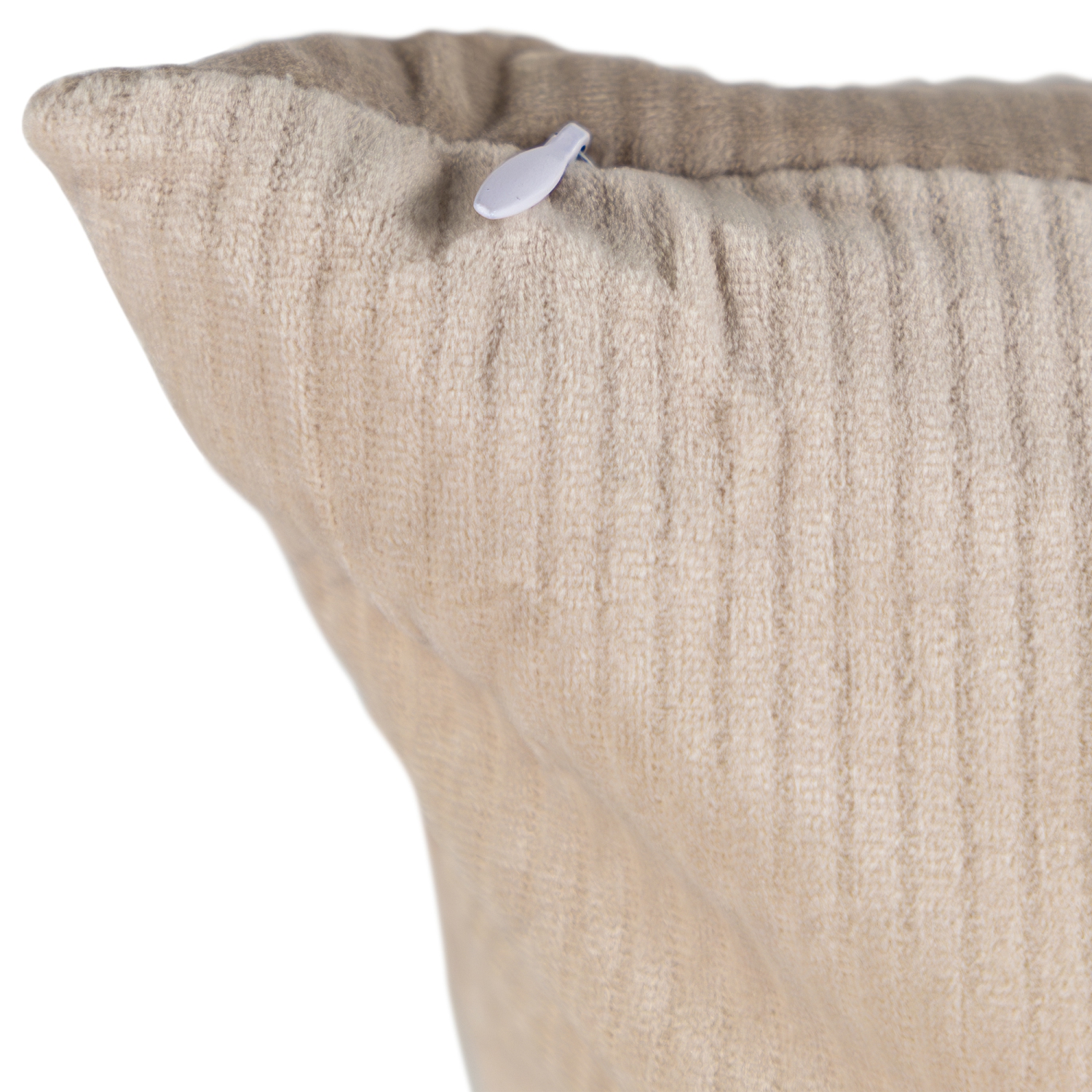 Coussin décoratif carré texturé en velours côtelé crème, 18 po