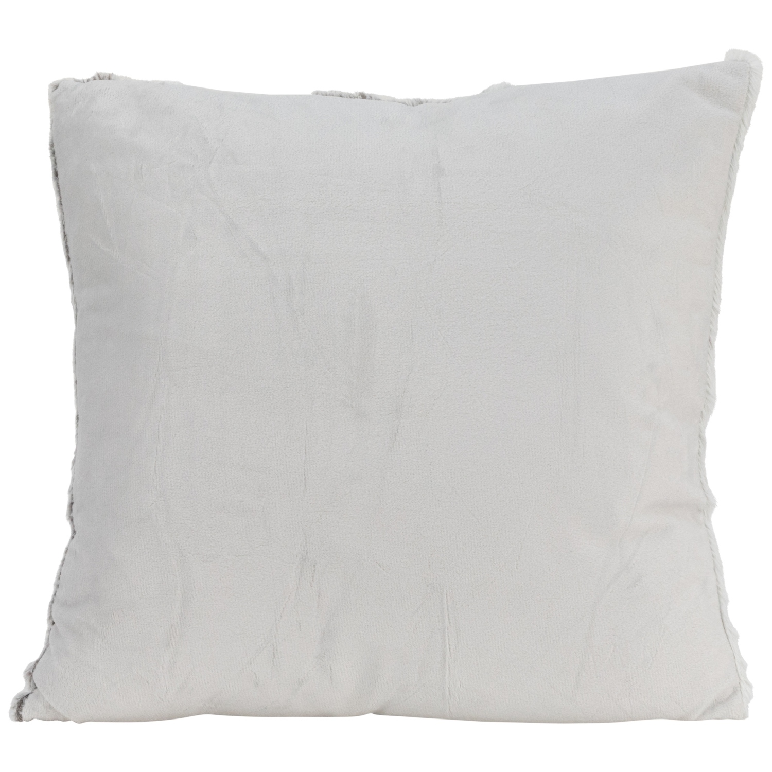 18" Gray and White Plush Square Throw Pillow