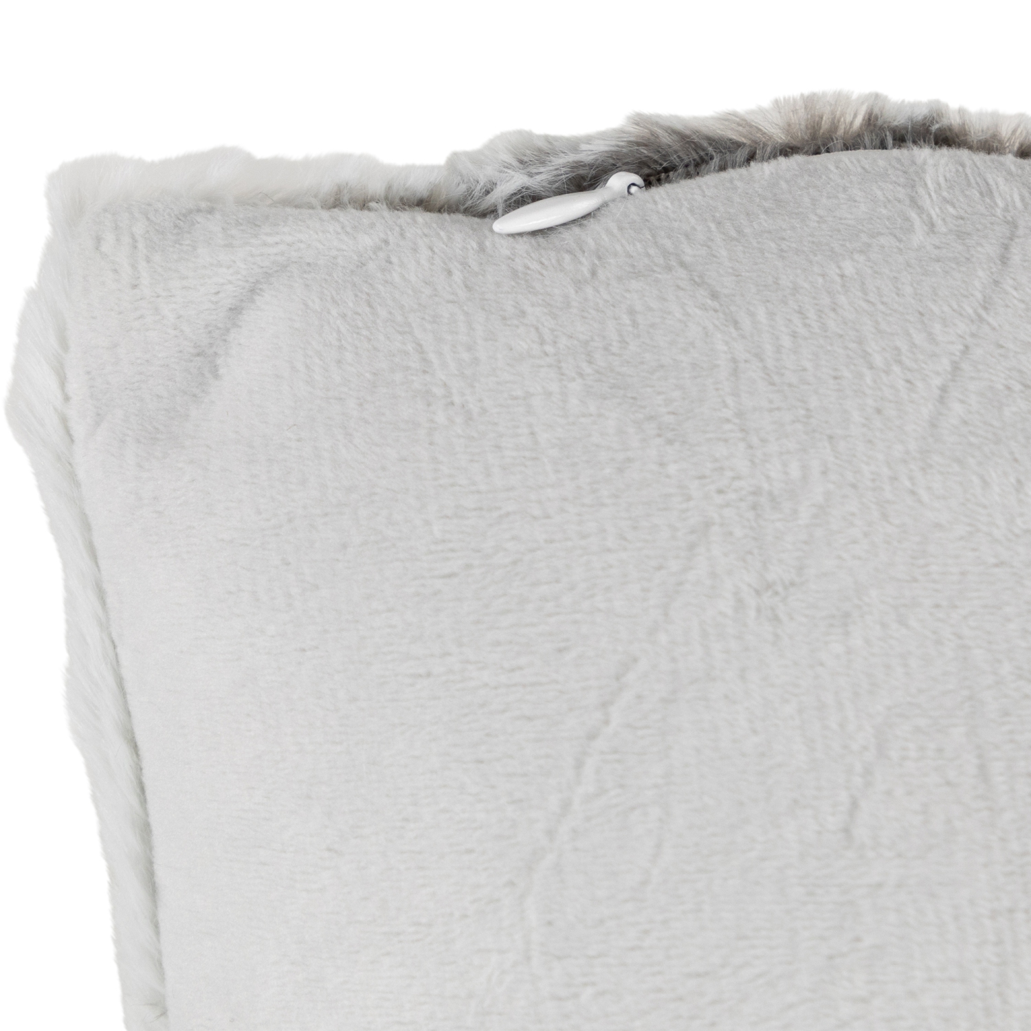 18" Gray and White Plush Square Throw Pillow