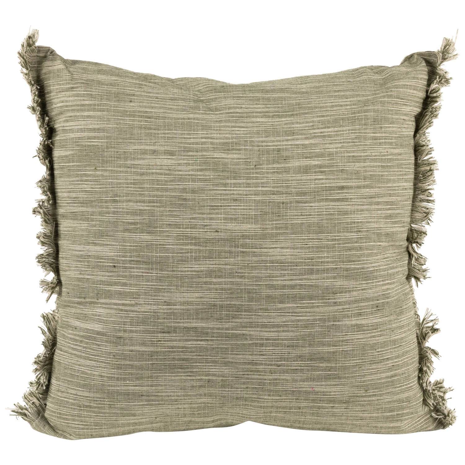 Coussin décoratif carré avec franges - 15&nbsp;po - Vert sauge