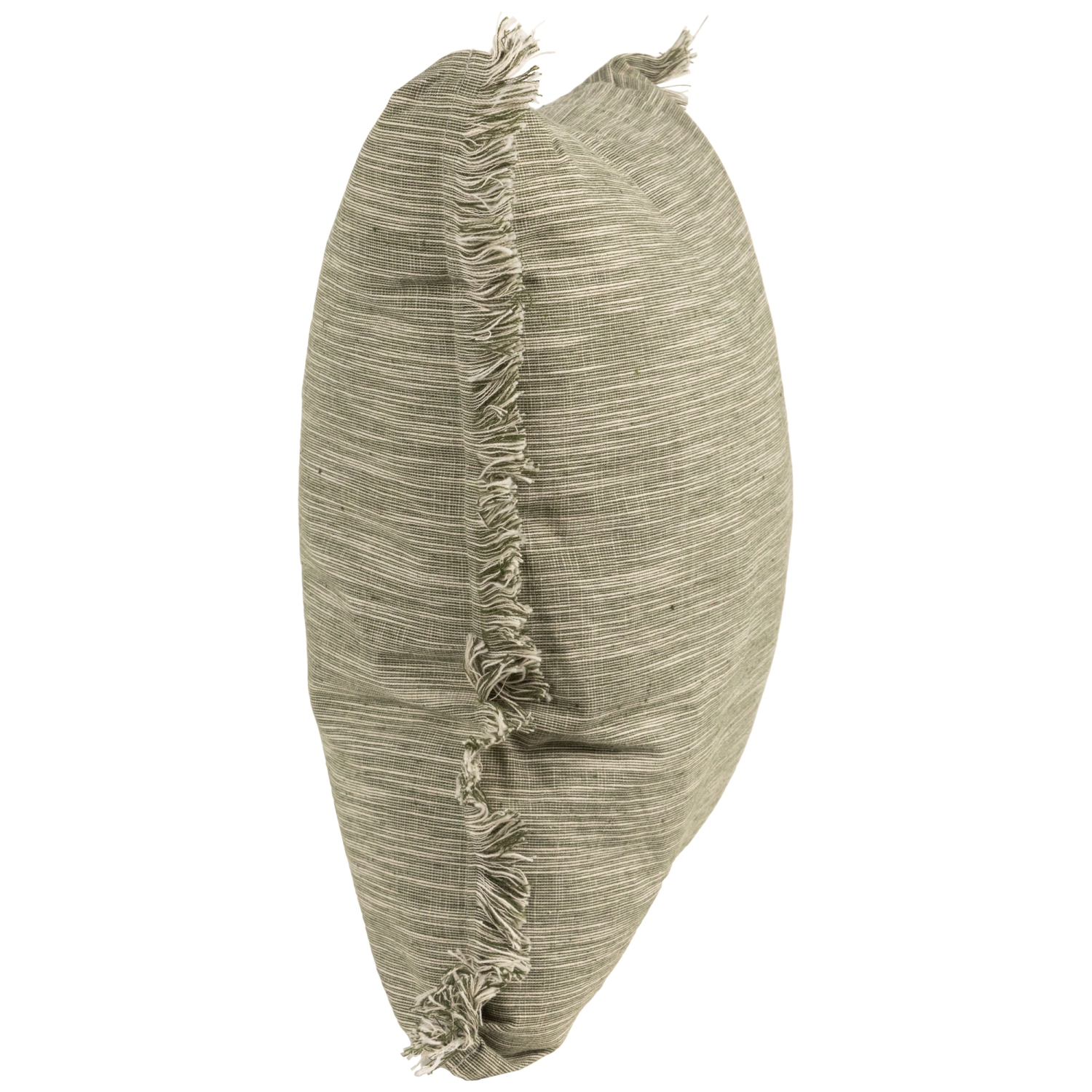 Coussin décoratif carré avec franges - 15&nbsp;po - Vert sauge