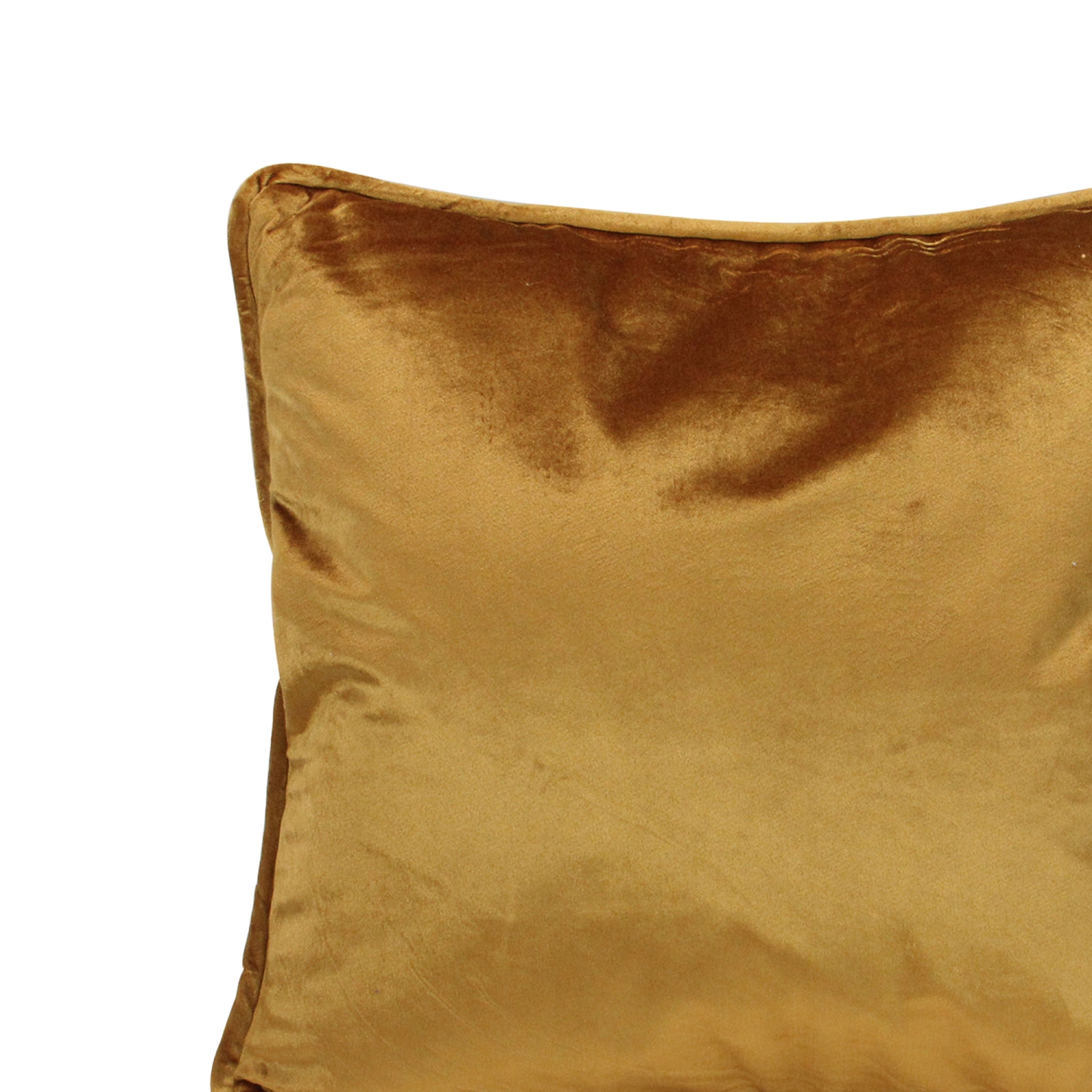 18" Solid Golden Mustard Plush Velvet Square Throw Pillow with Piped Edging