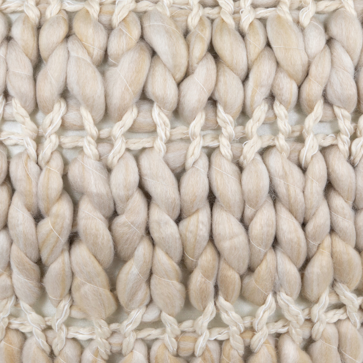 Coussin décoratif carré en tricot kaki géant de 16 po avec dossier en velours