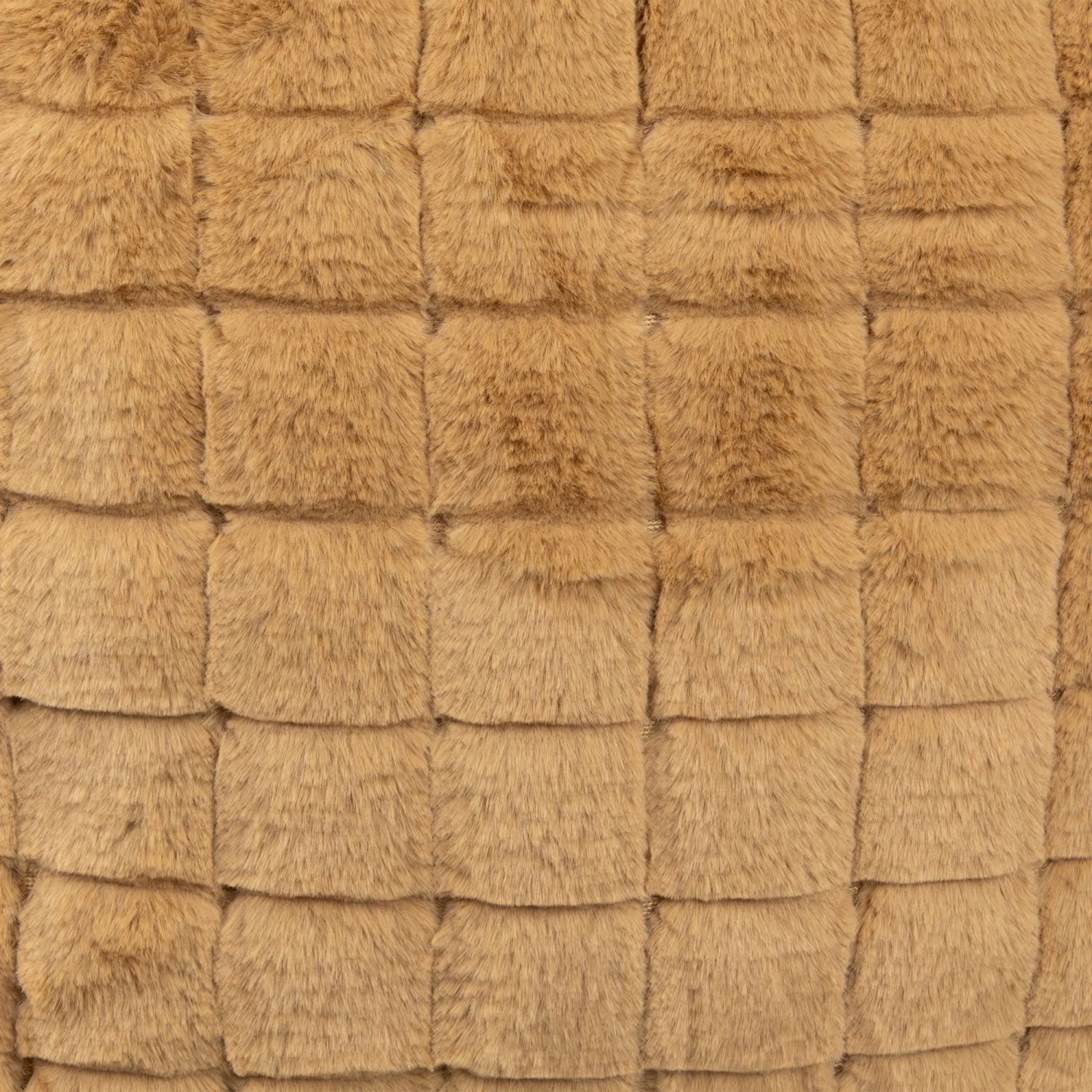 18" Khaki Rabbit Faux Fur Plaid Pattern Square Throw Pillow