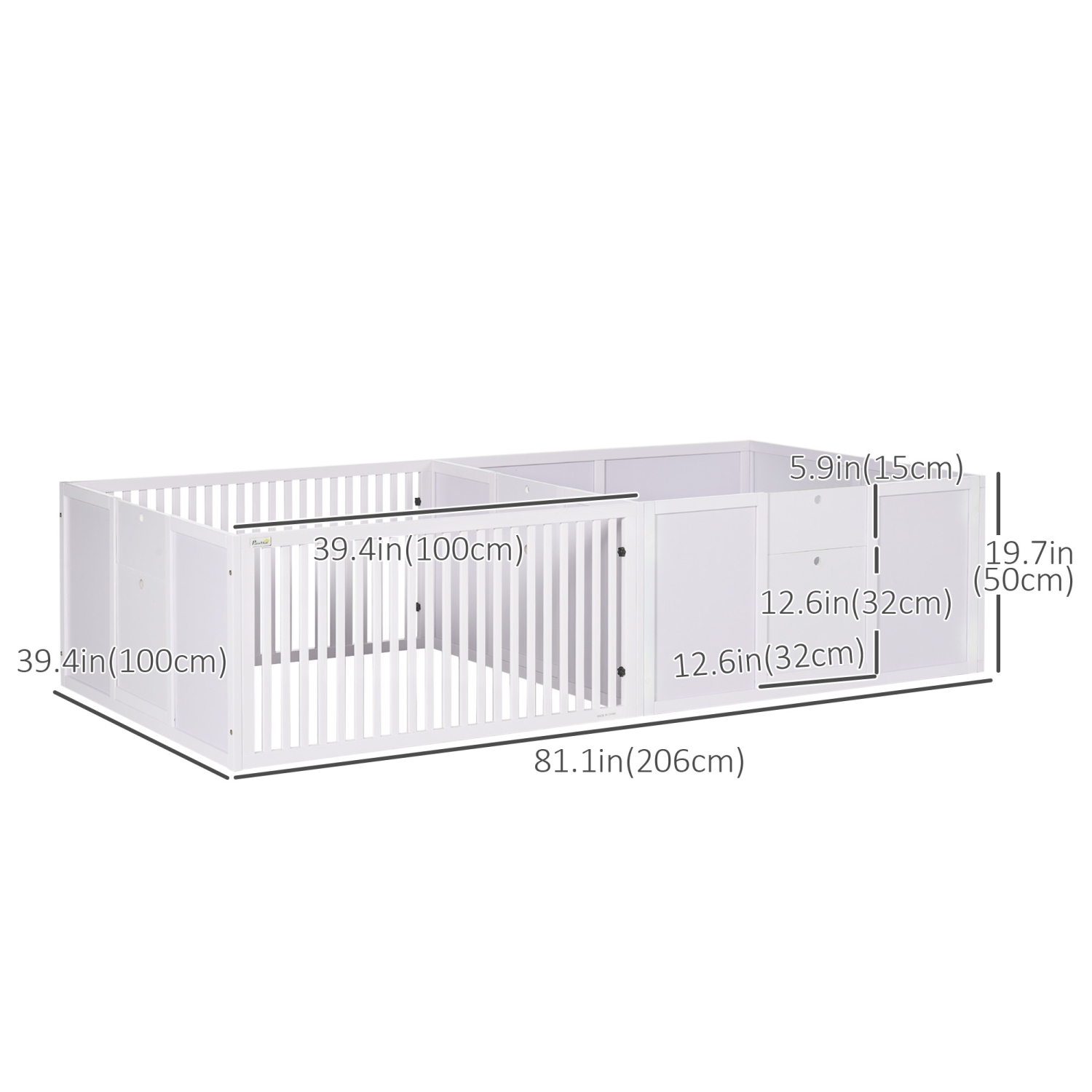 PawHut Whelping Box for Dogs, 20"H Puppy Whelping Box with Removable Doors, Dog Birth Supplies & Essentials for Indoor, 81" x 39" x 20", White