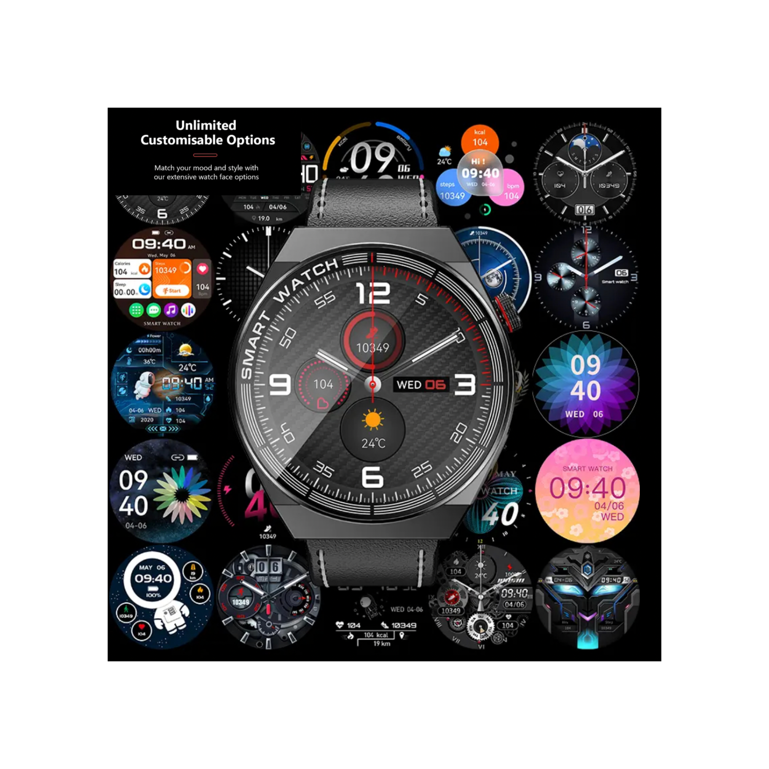 TUTT Classic Smartwatch For Men | Titanium Alloy | NFC Function Health & Fitness Tracker IP68 Waterproof Rubber & Leather Straps