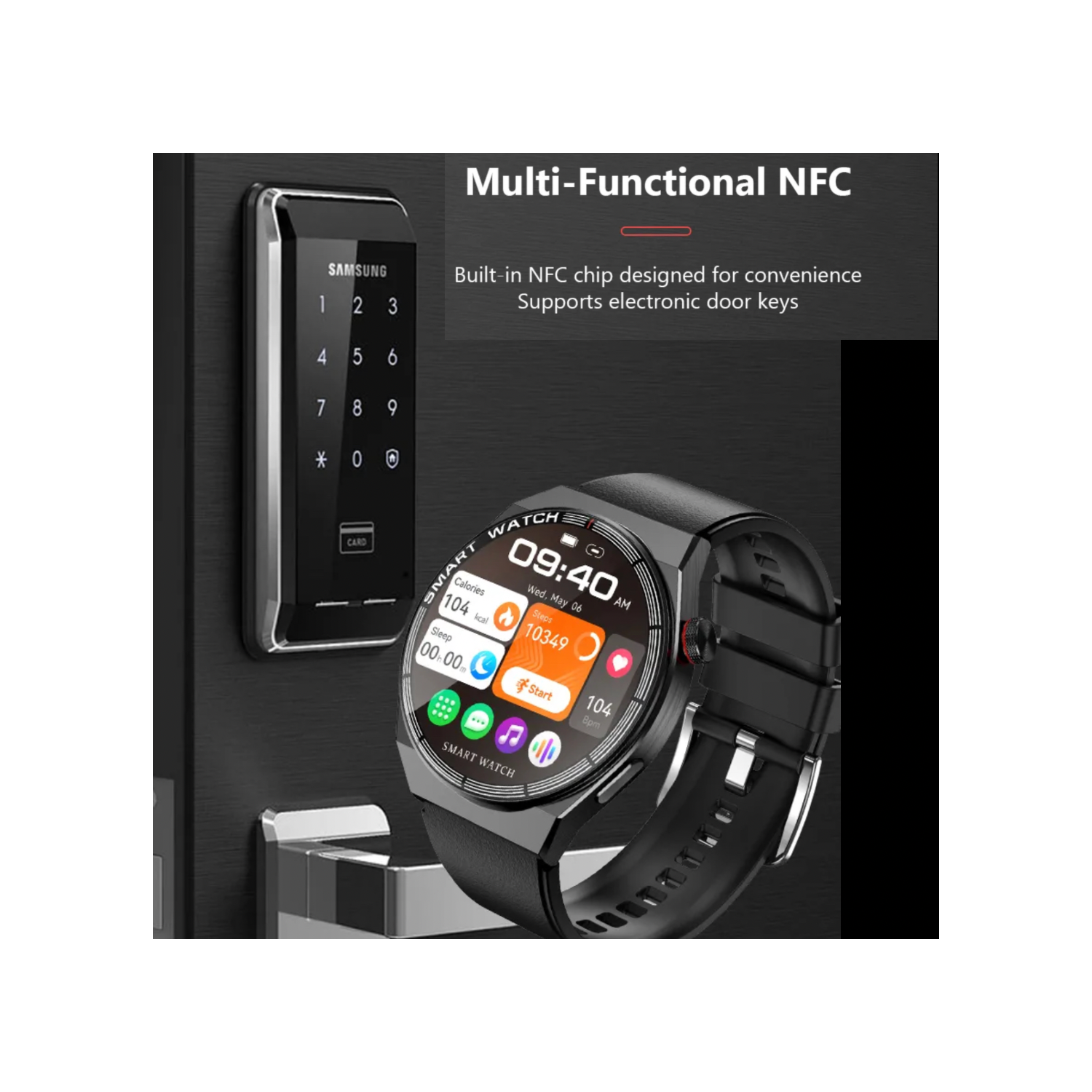 TUTT Classic Smartwatch For Men | Titanium Alloy | NFC Function Health & Fitness Tracker IP68 Waterproof Rubber & Leather Straps