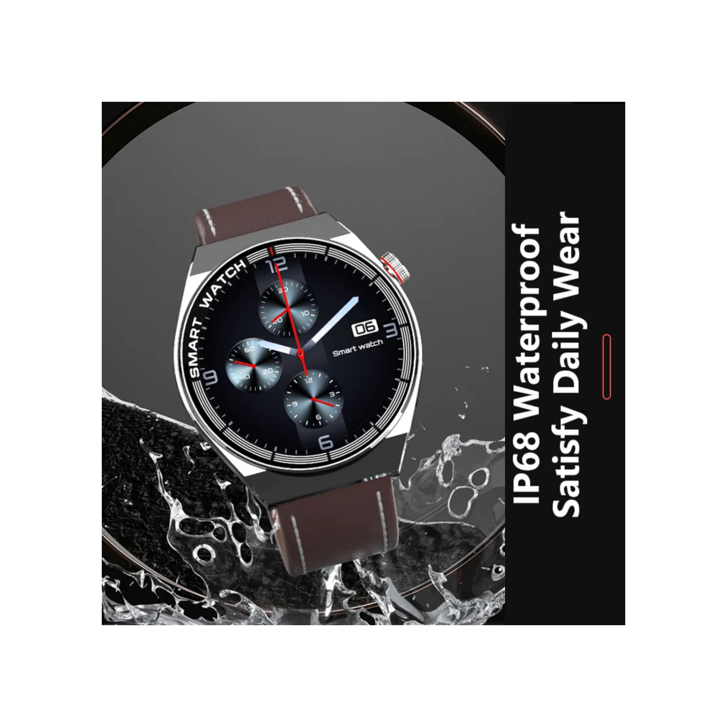 TUTT Classic Smartwatch For Men | Titanium Alloy | NFC Function Health & Fitness Tracker IP68 Waterproof Rubber & Leather Straps